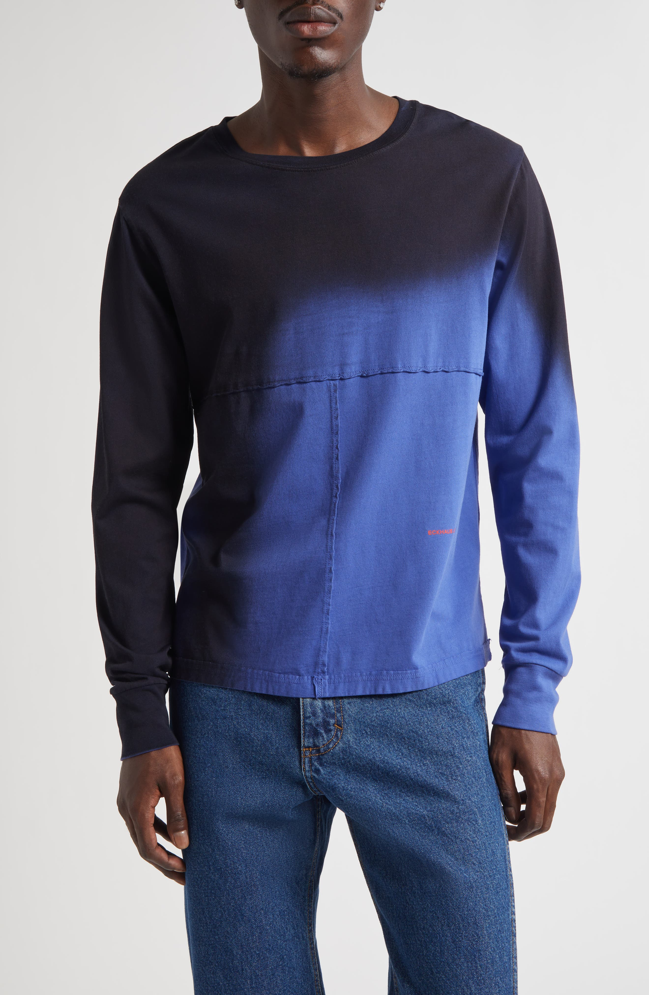 Eckhaus Latta Lapped Long Sleeve Cotton T-Shirt in Shadow at Nordstrom - 1
