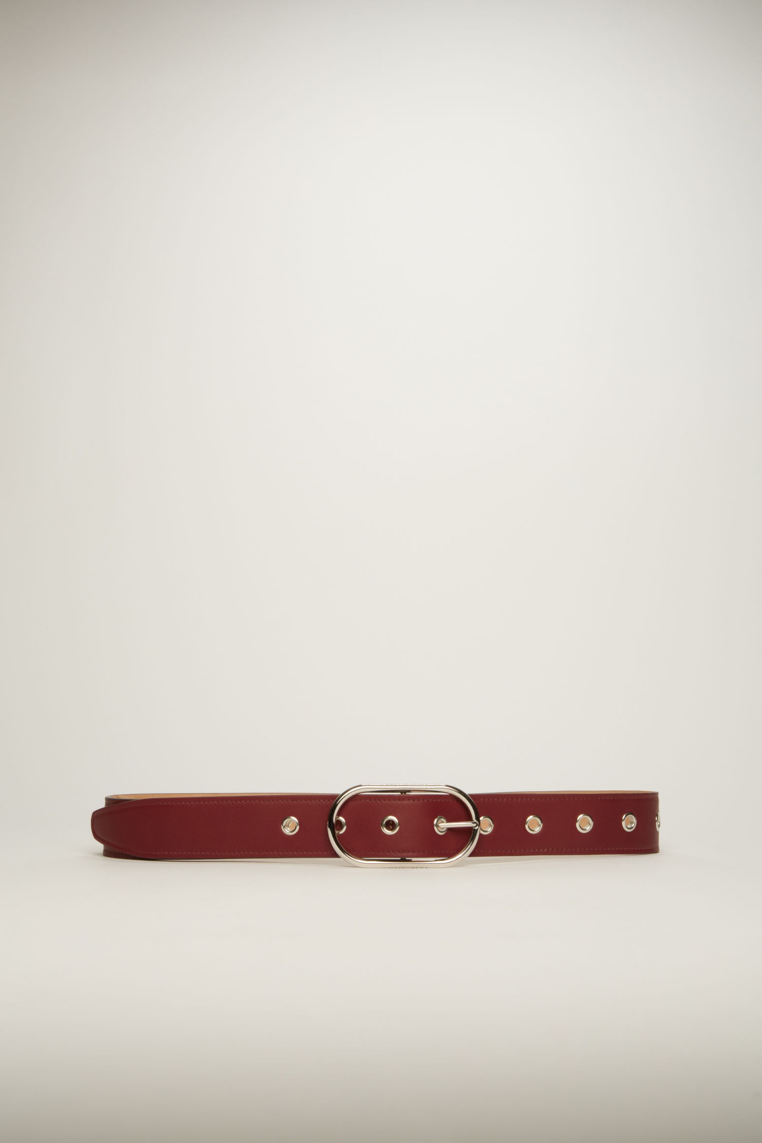 Studded leather belt burgundy - 1