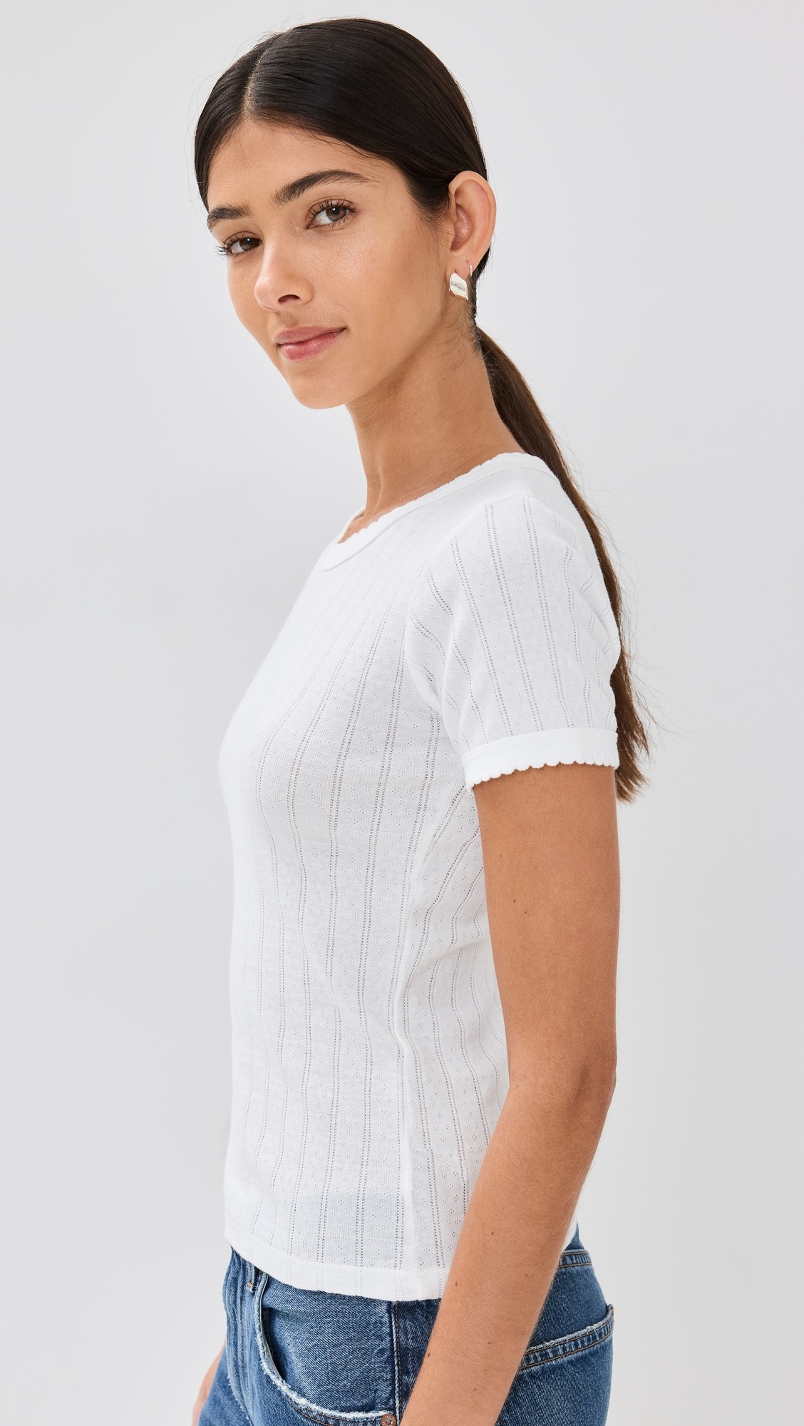 Pointelle Short Sleeve Tee - 3