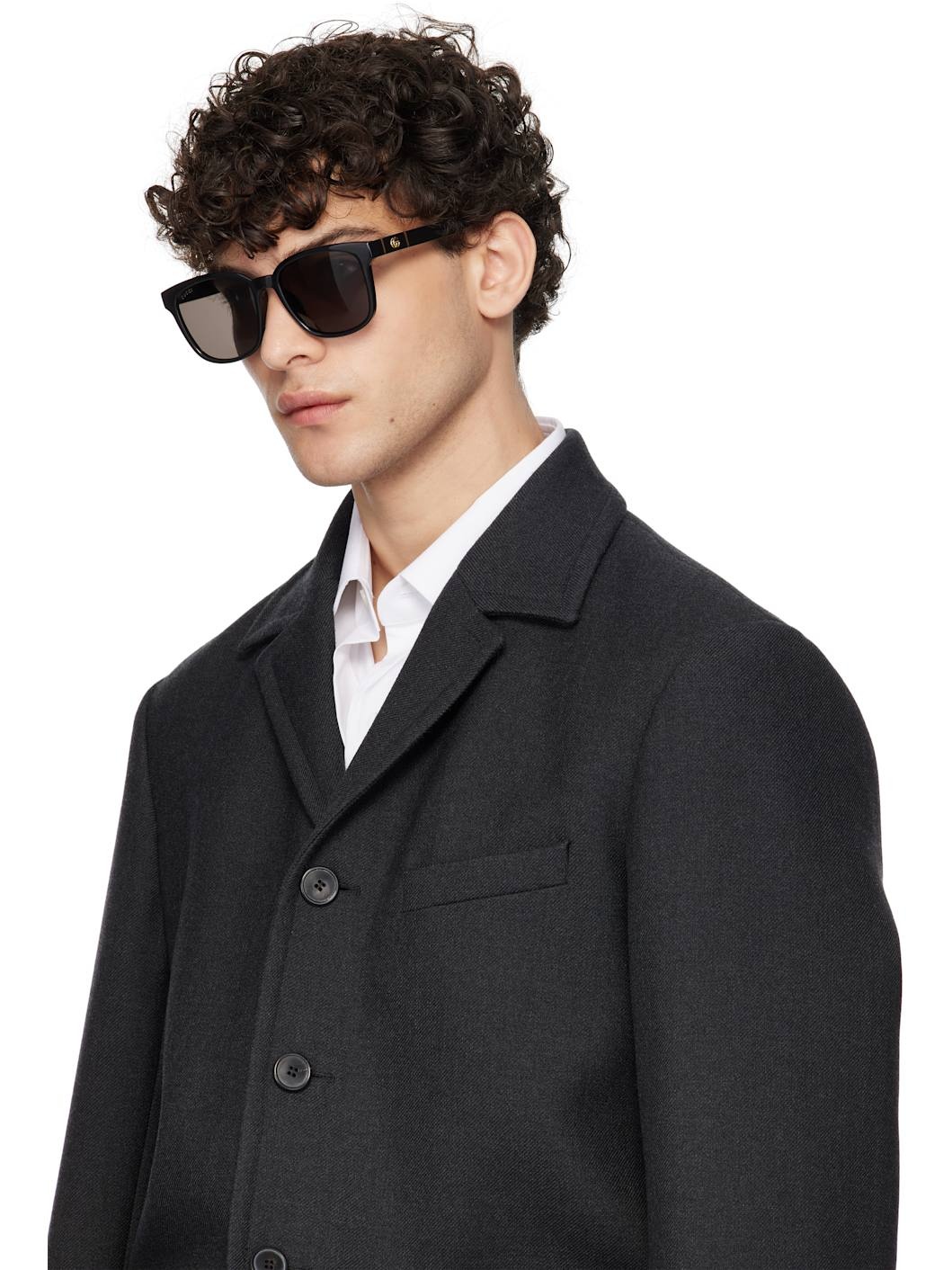 Black Lines Thin Square Acetate Sunglasses - 5