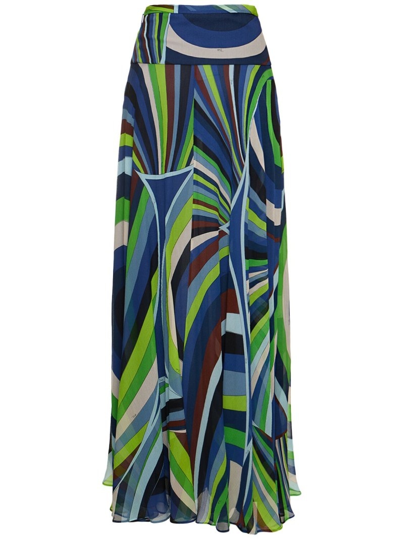 Iride high rise silk chiffon maxi skirt - 1