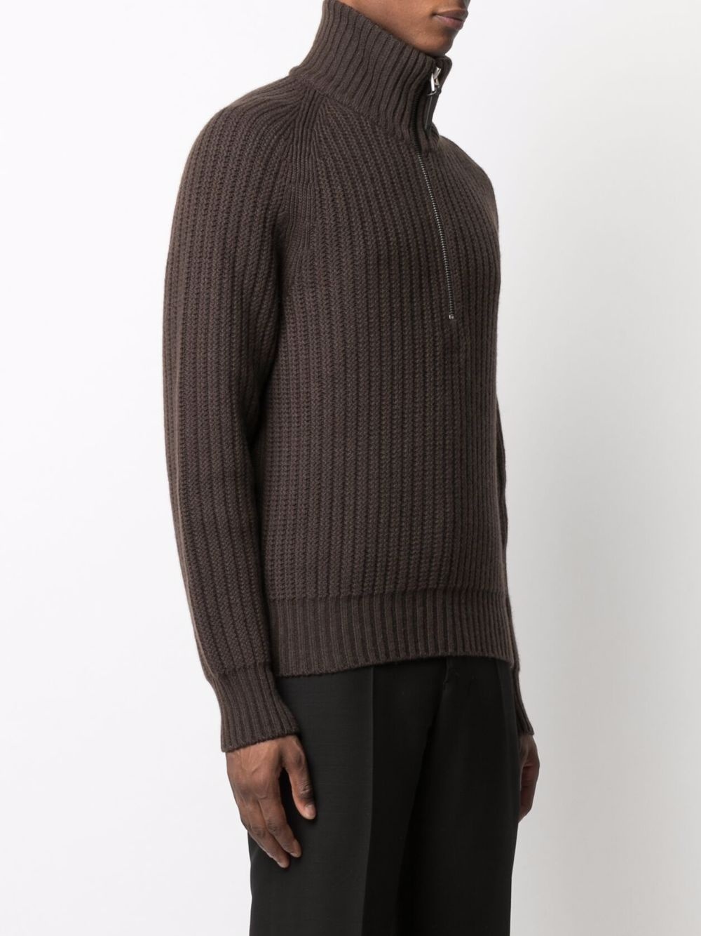 ribbed-knit zip-fastening jumper - 3