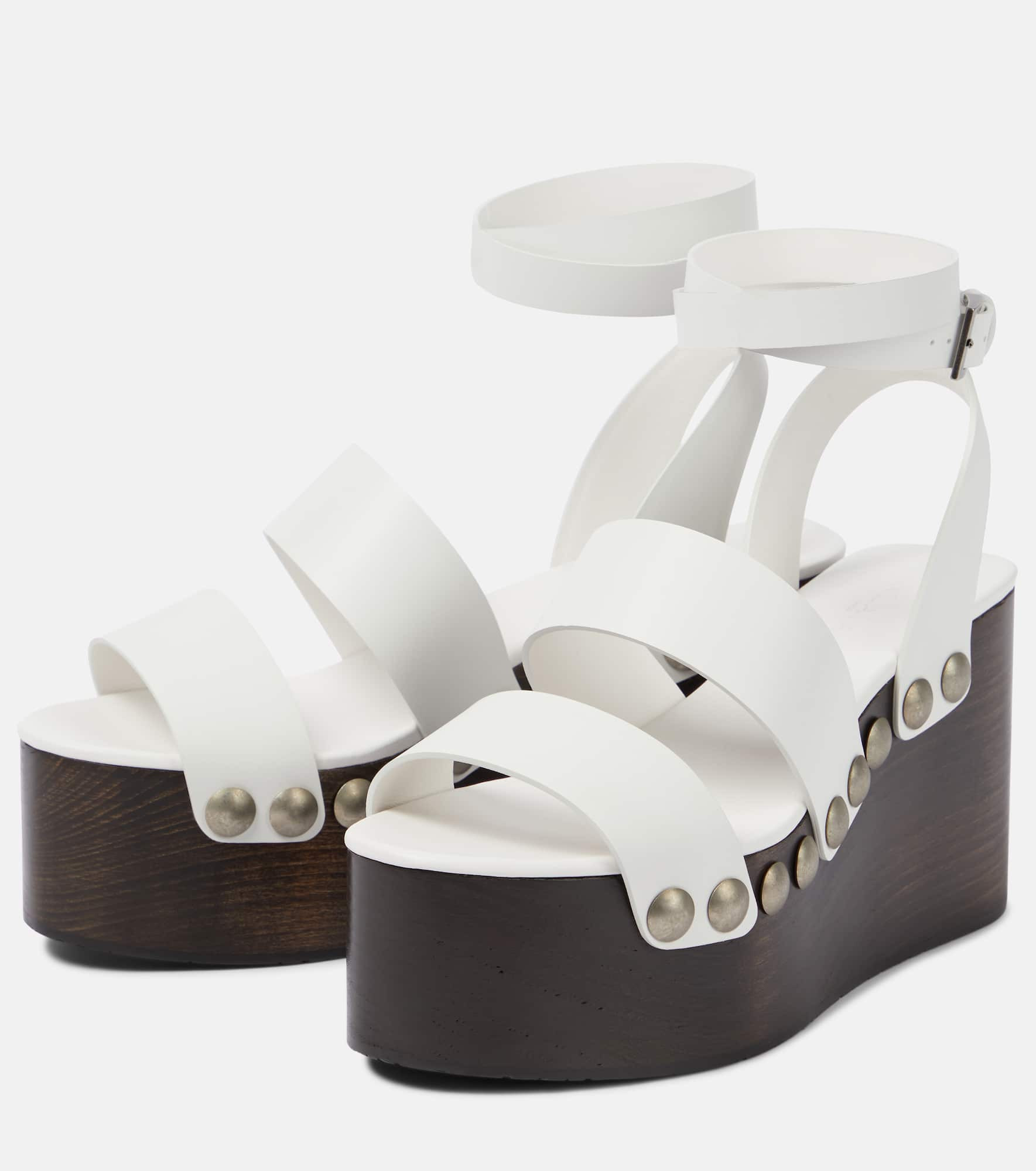 Leather wedge sandals - 5