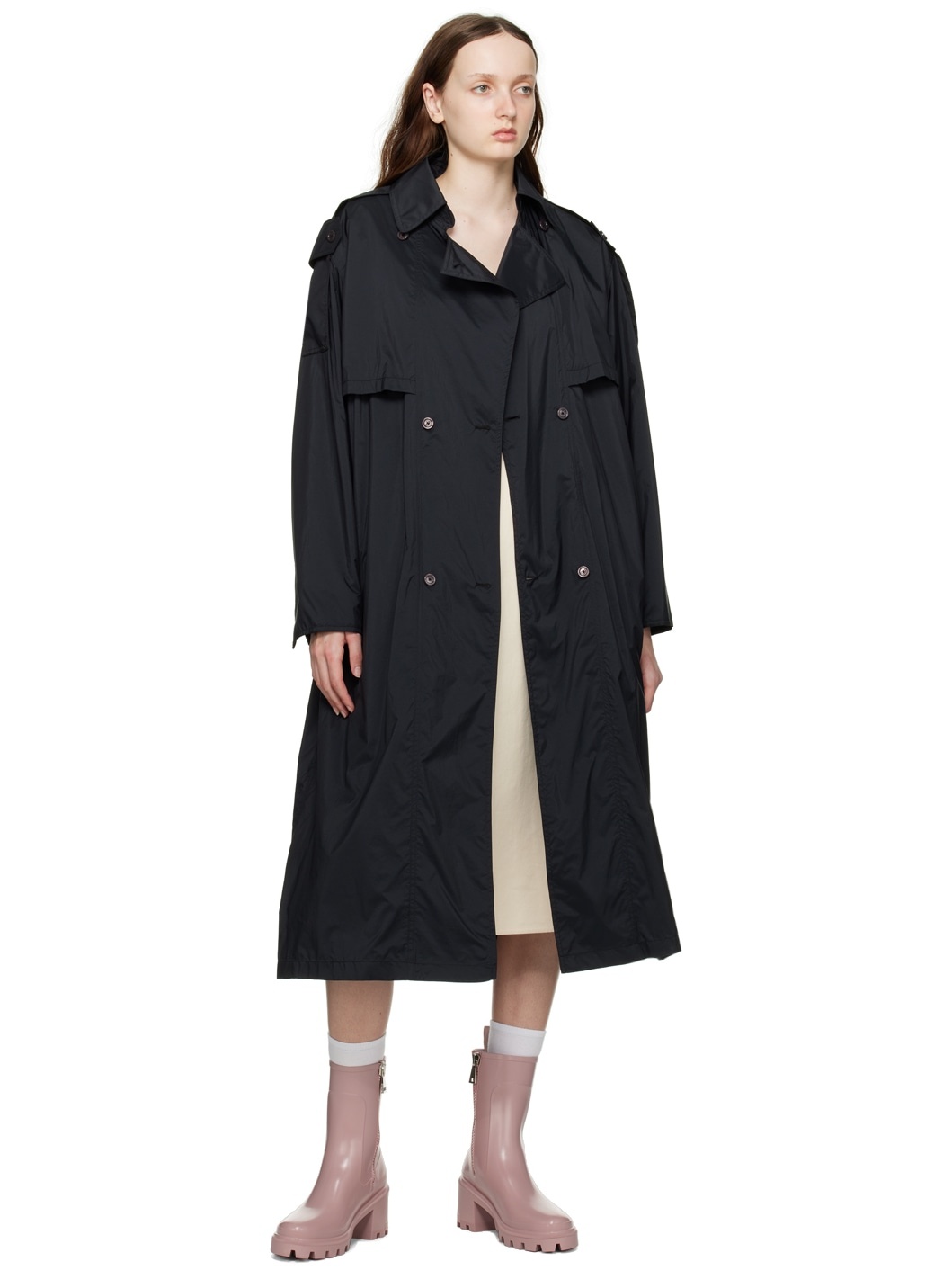 【関税込み】Moncler ブラック Deva トレンチコート Moncler Deva Trench Coat | REVERSIBLE