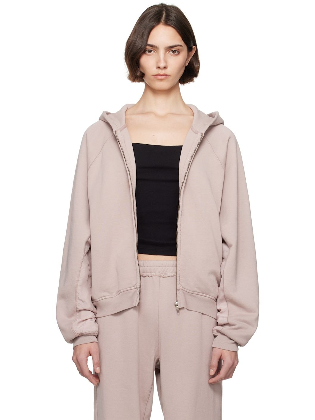 Taupe French Terry Relaxed Zip Up Hoodie - 1