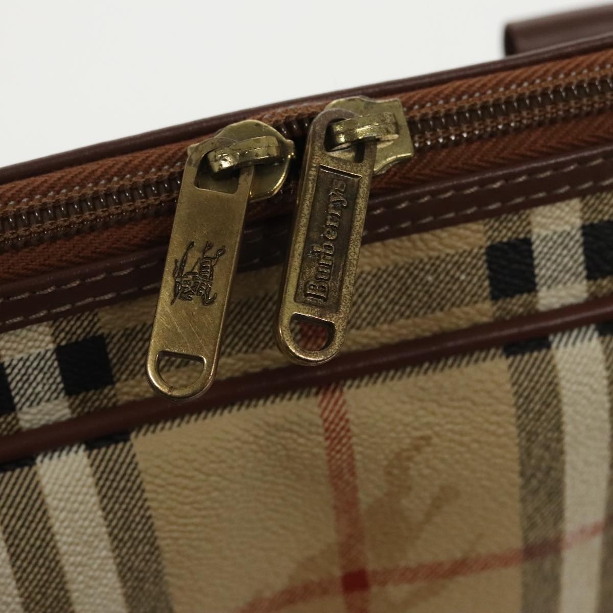 Burberry Nova Check Hand Bag Pvc Beige Gold - 11