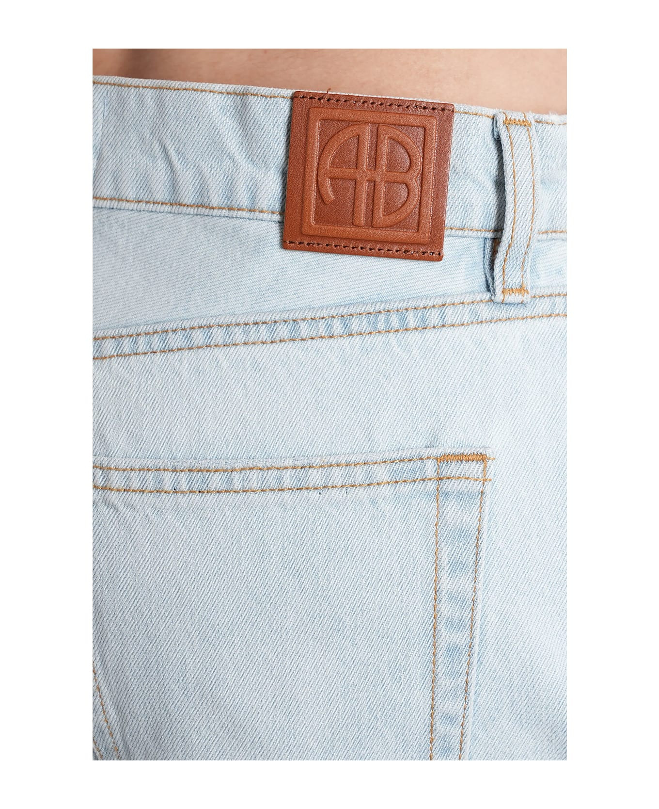 Manon Jeans In Cyan Cotton - 5