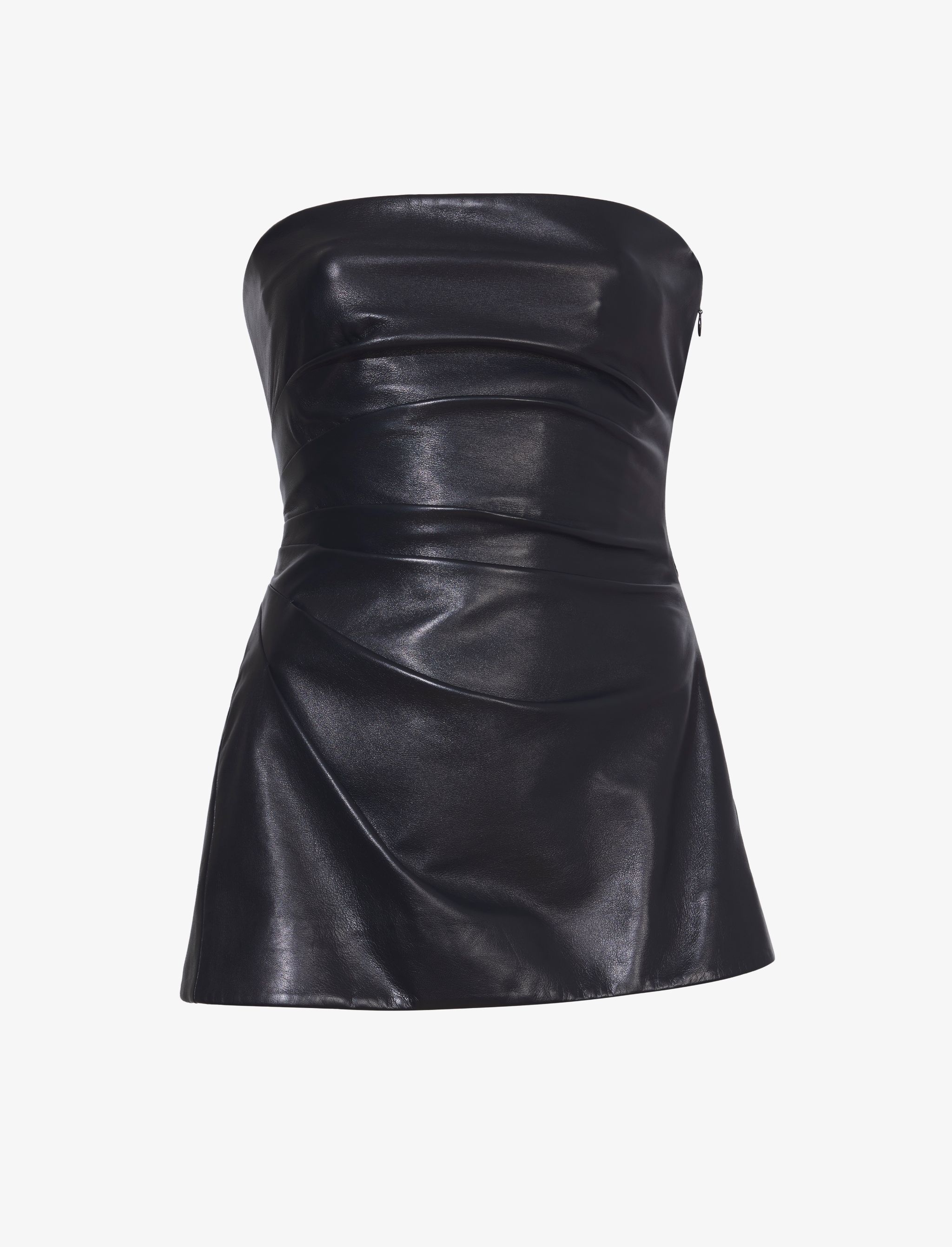 Glossy Leather Strapless Top - 1