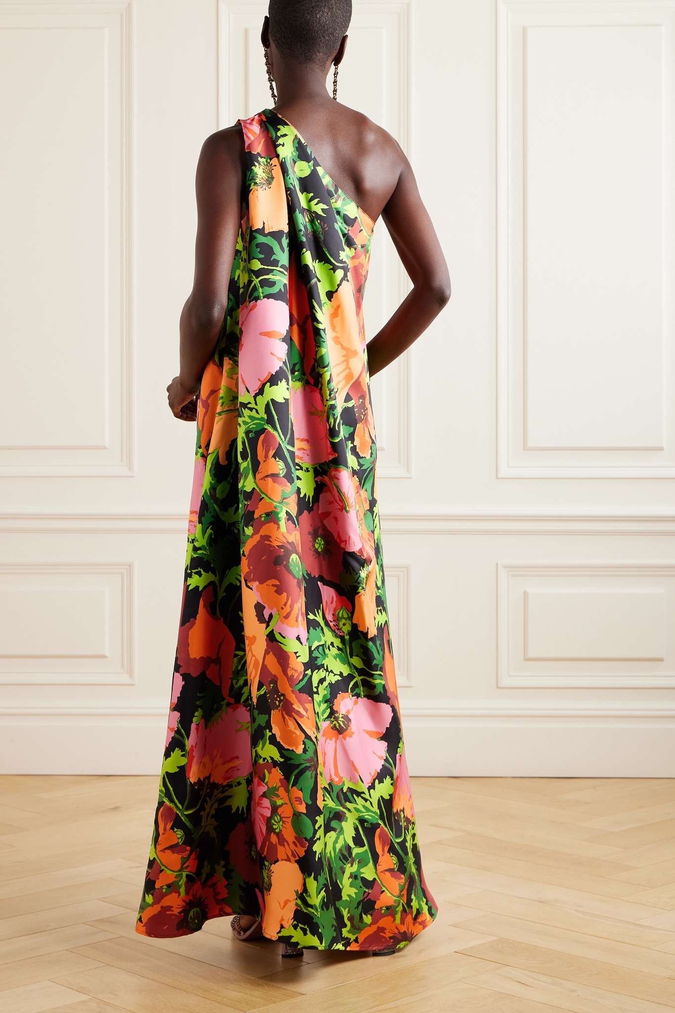 Roy one-shoulder floral-print silk-twill maxi dress - 3