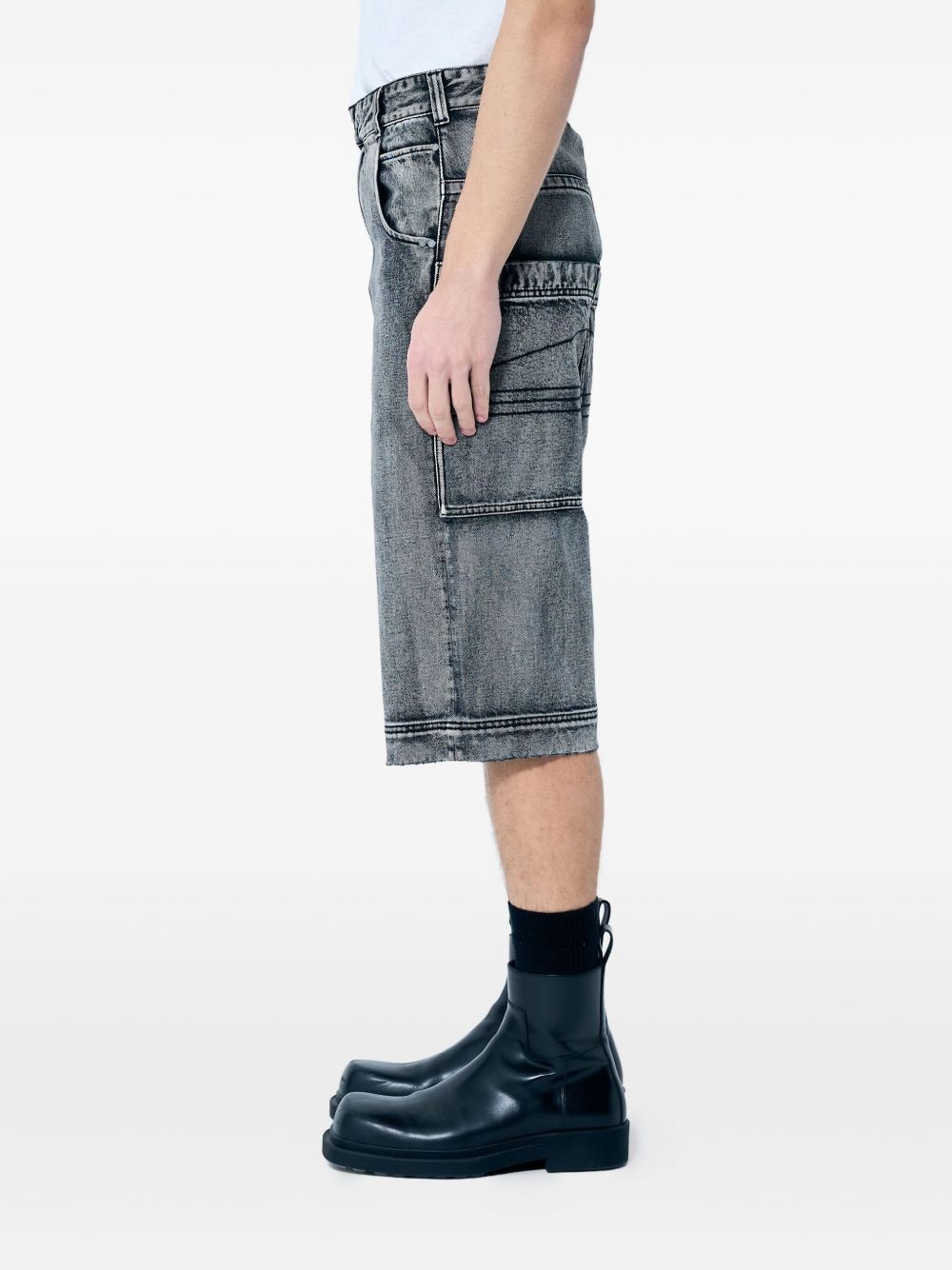 straight-leg denim shorts - 3