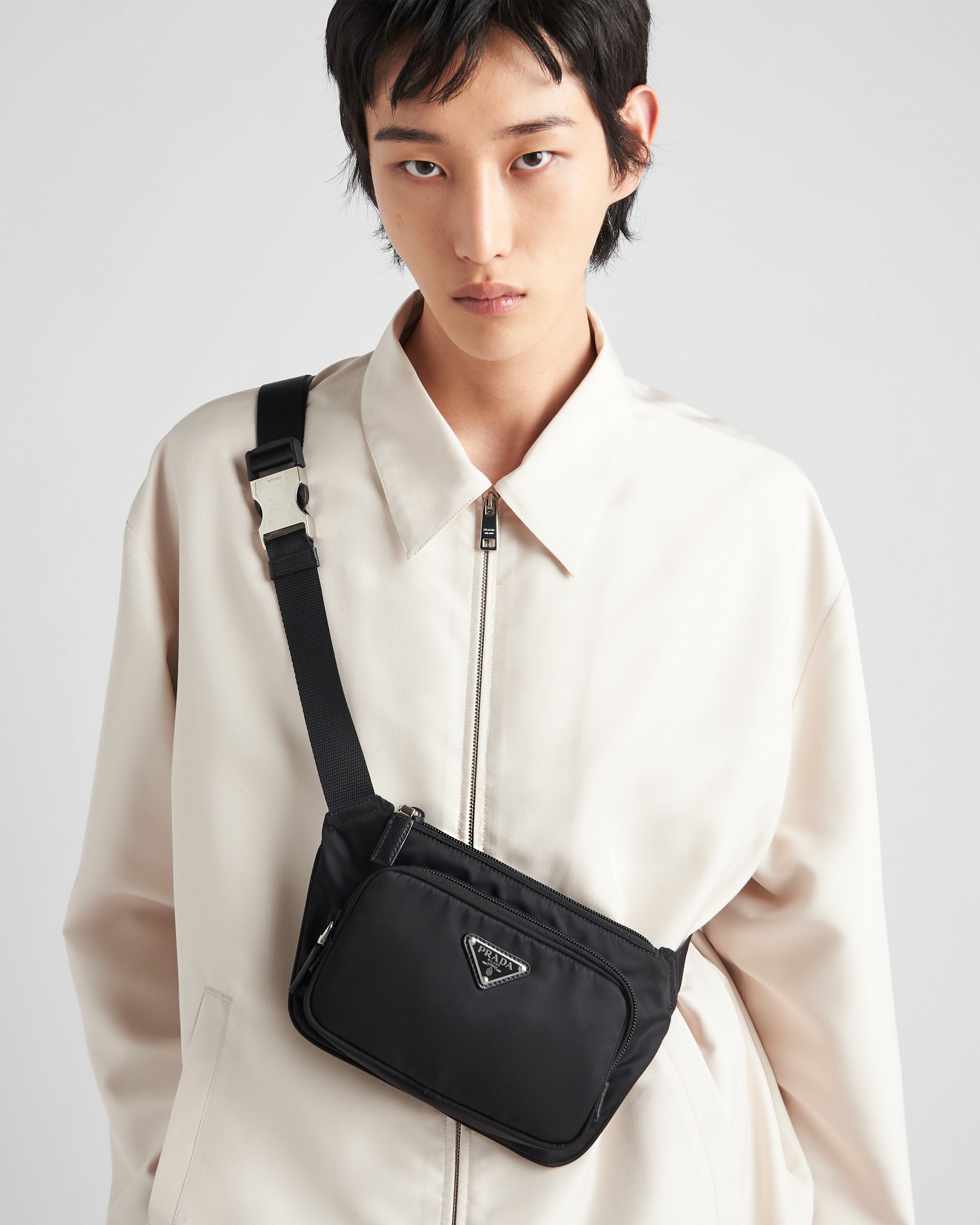 PRADA ♦Re-Nylon And Brushed Leather Shoulder Bag Prada Re-Nylon and brushed leather shoulder bag | REVERSIBLE