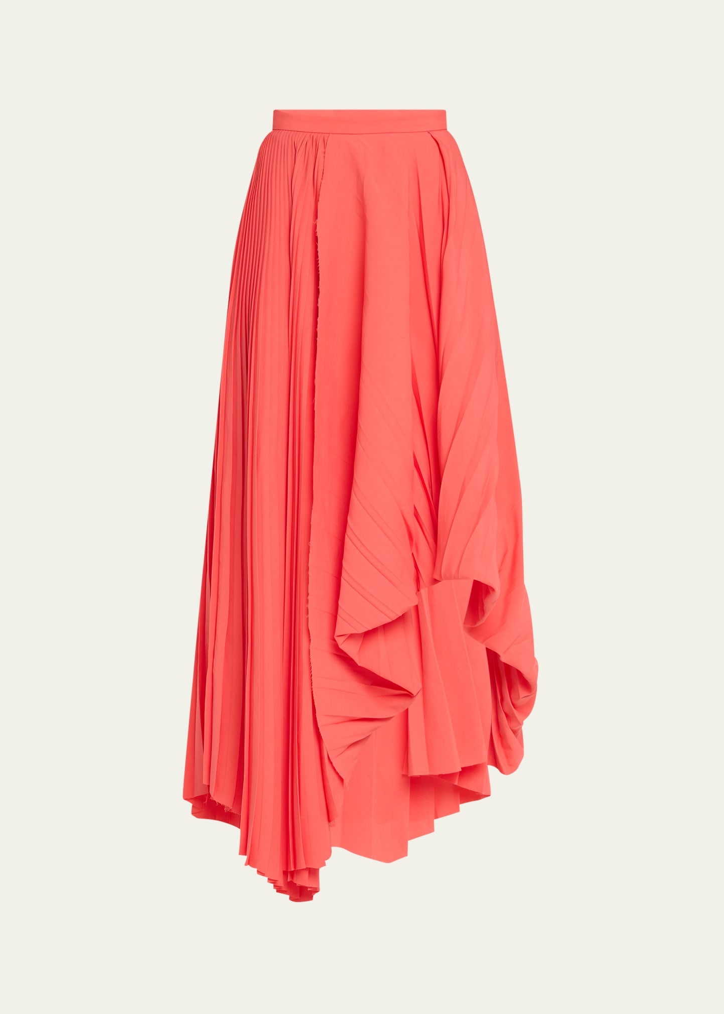Pleated Asymmetric Draped Midi Skirt - 1