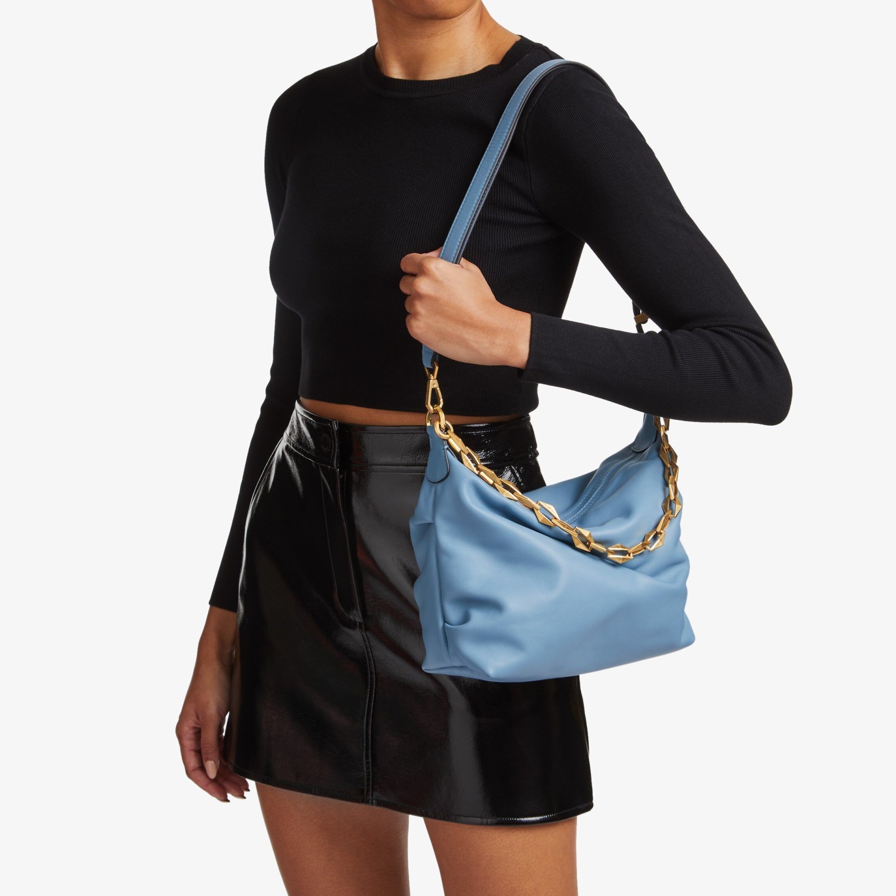 Diamond Soft Hobo S
Smoky Blue Soft Calf Leather Hobo Bag with Chain Strap - 2