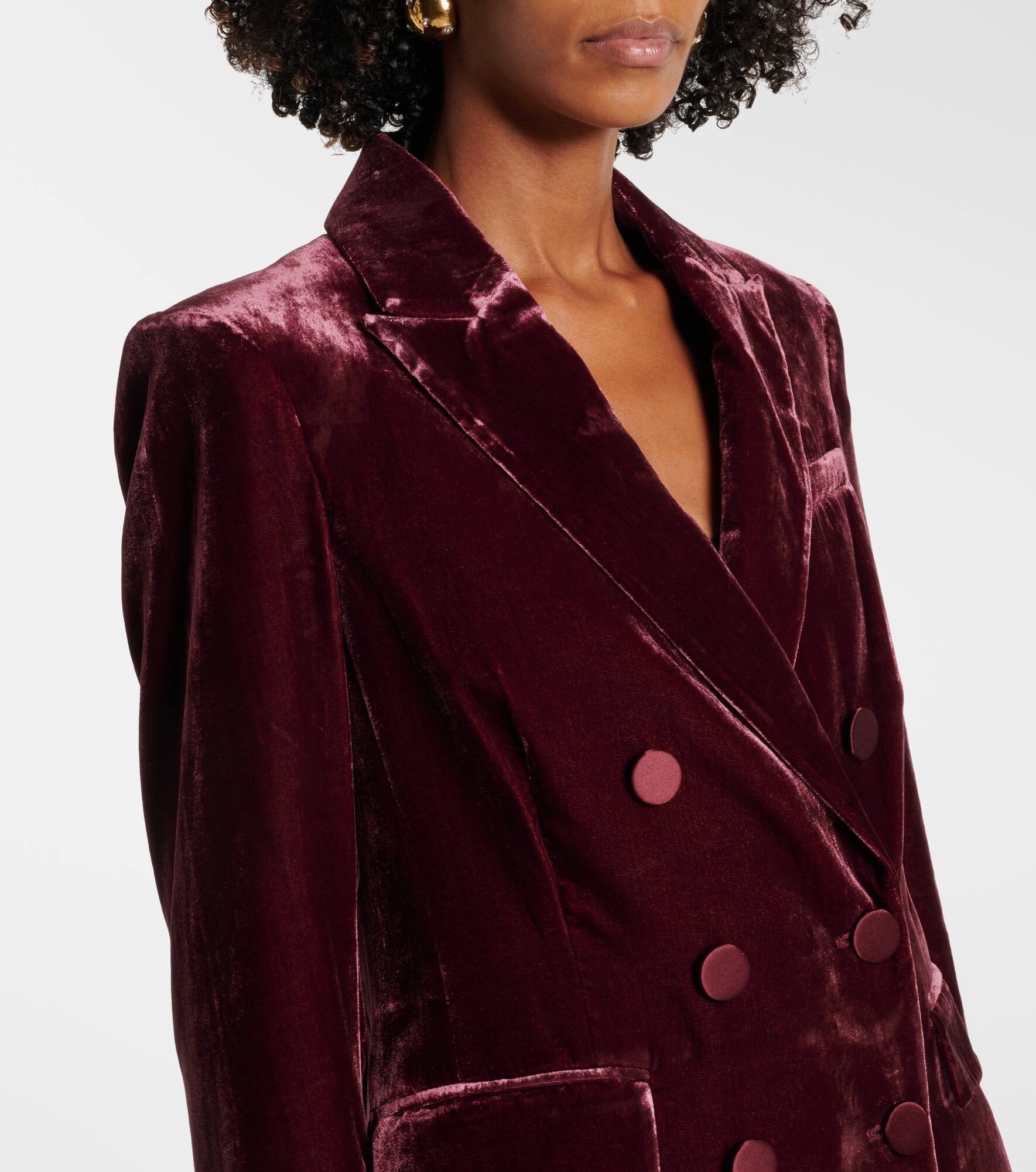 Ellette double-breasted velvet blazer - 4