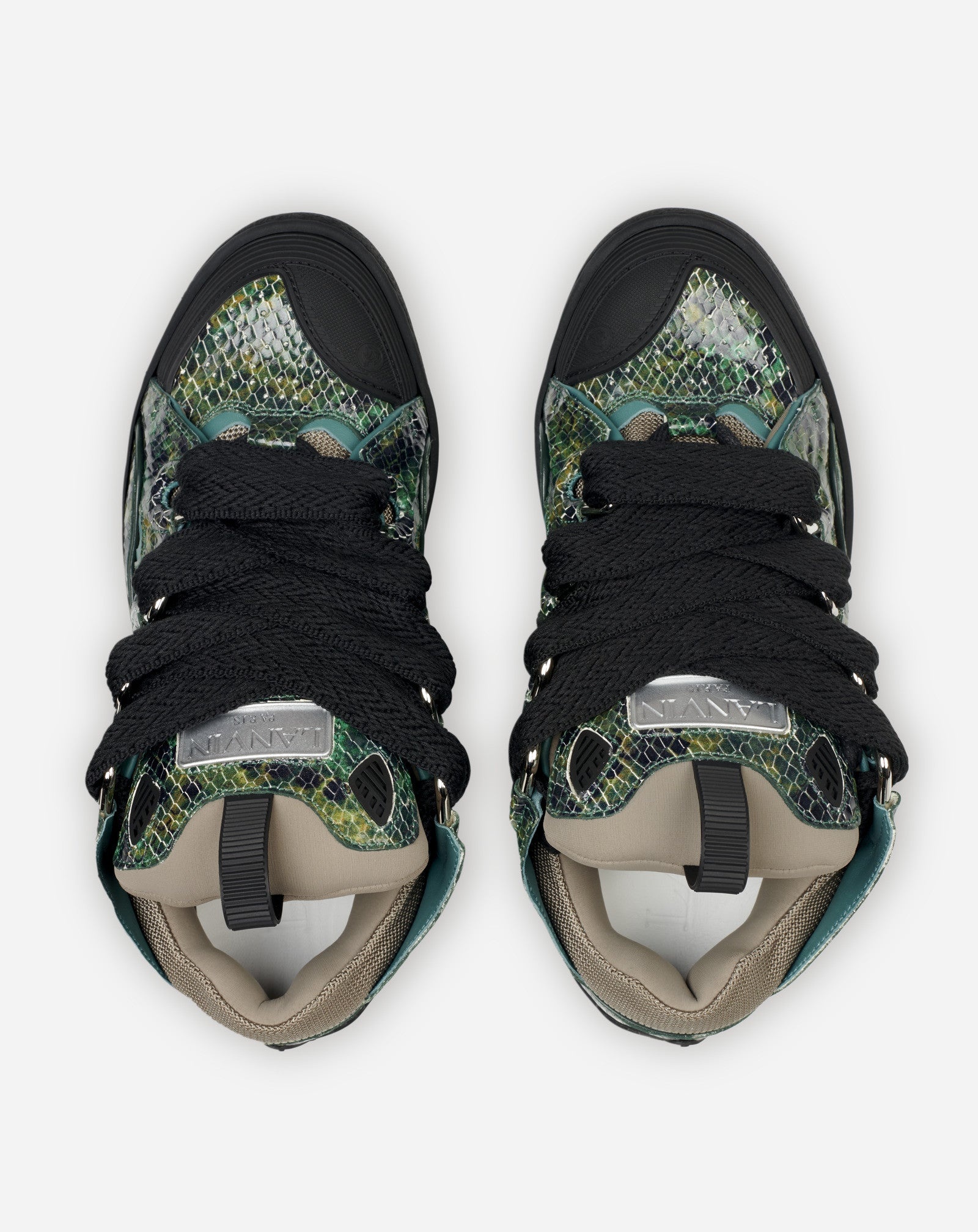 PYTHON PRINT LEATHER CURB SNEAKERS - 6