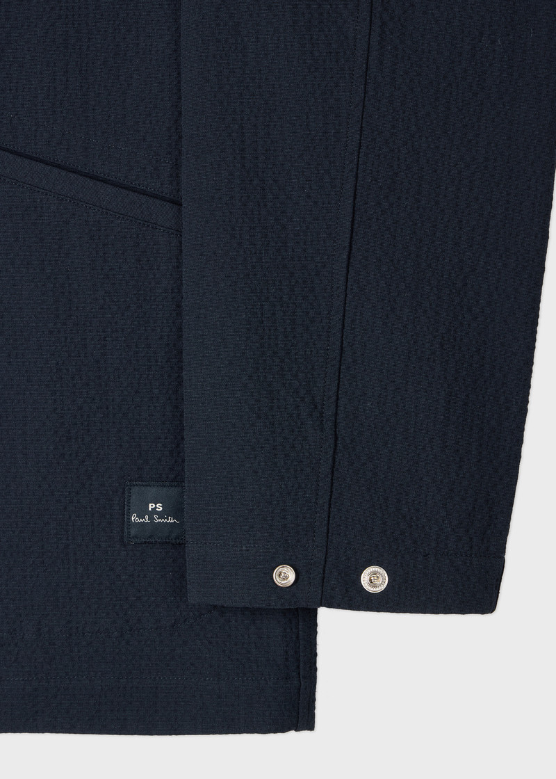 Navy Stretch-Cotton Seersucker Jacket 3