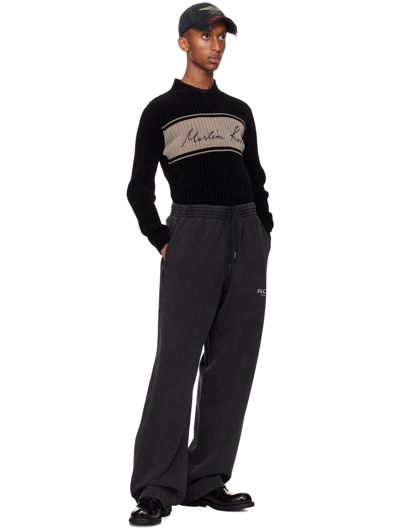 Martine Rose Black Chenille V-Neck Sweater outlook