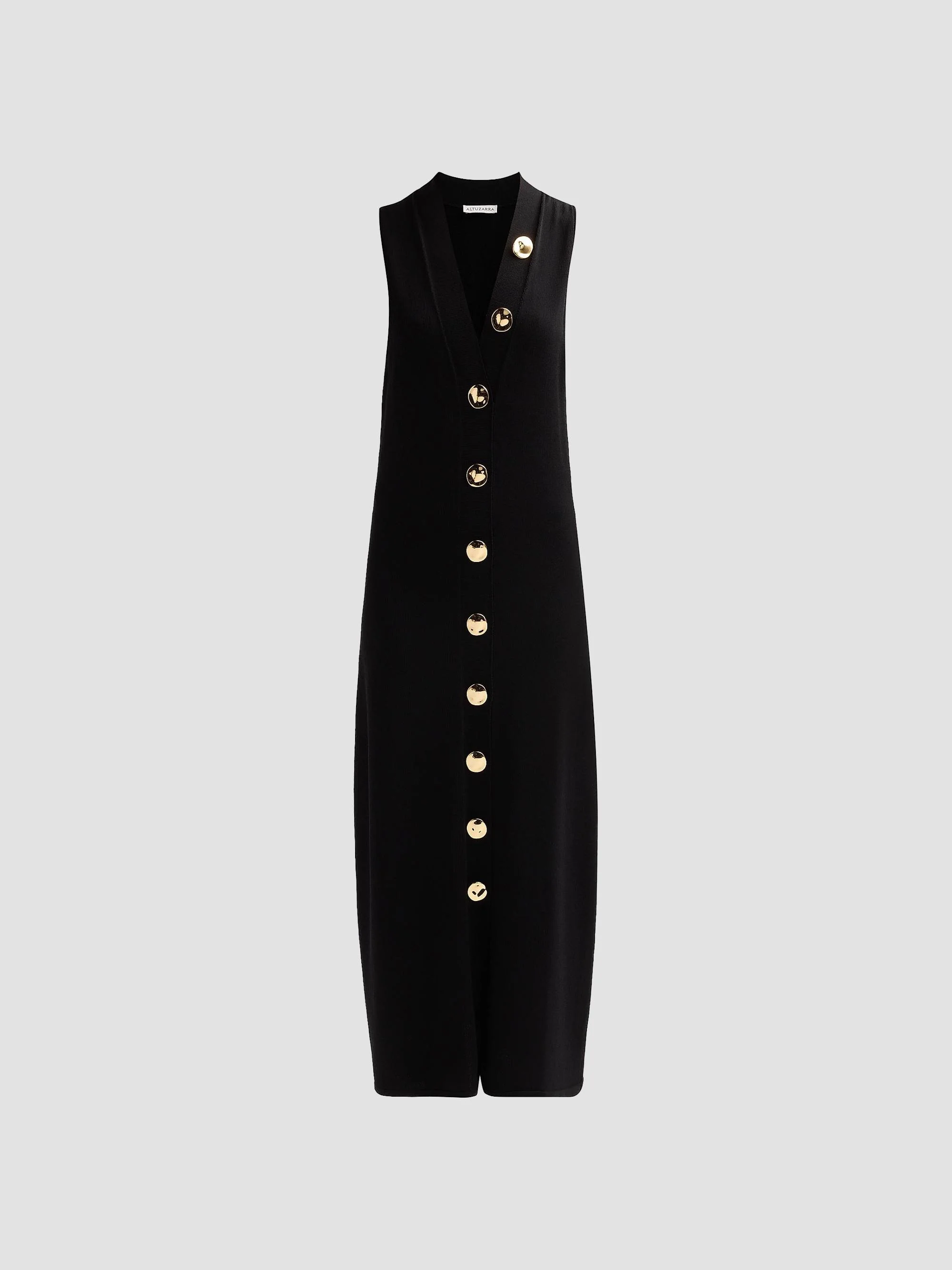 Women's Axia Button-Front Maxi Dress - Black - 1