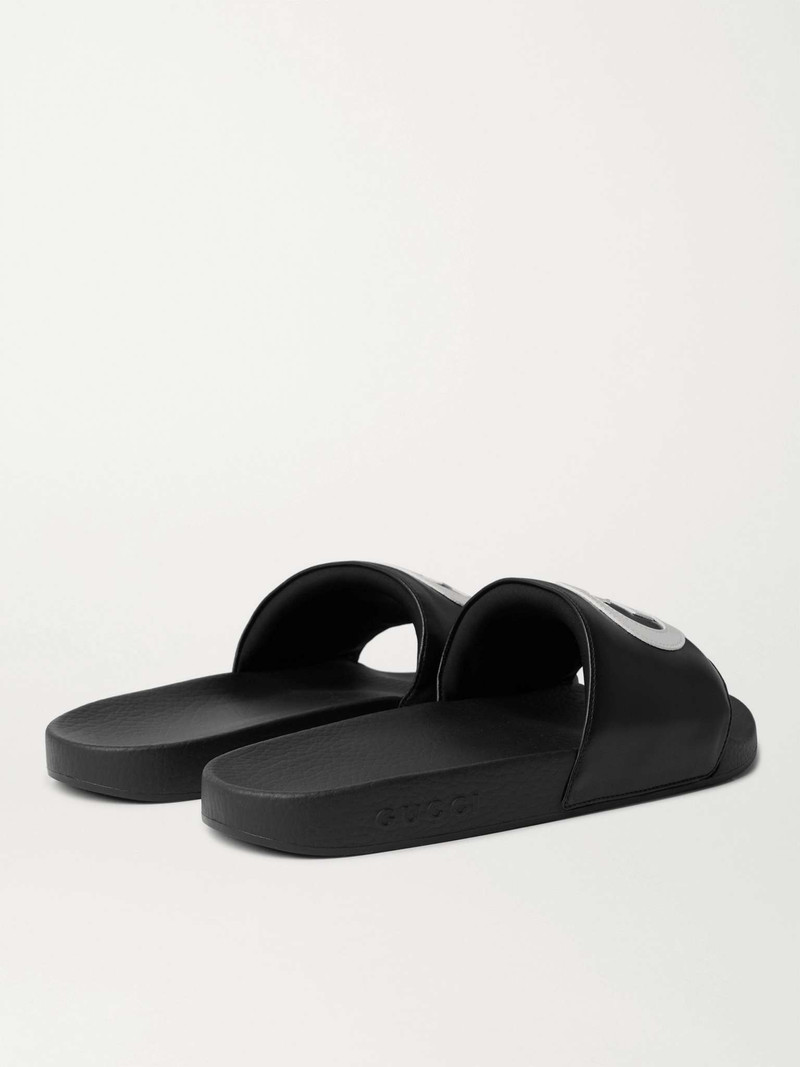 Logo-Appliquéd Leather Slides 4