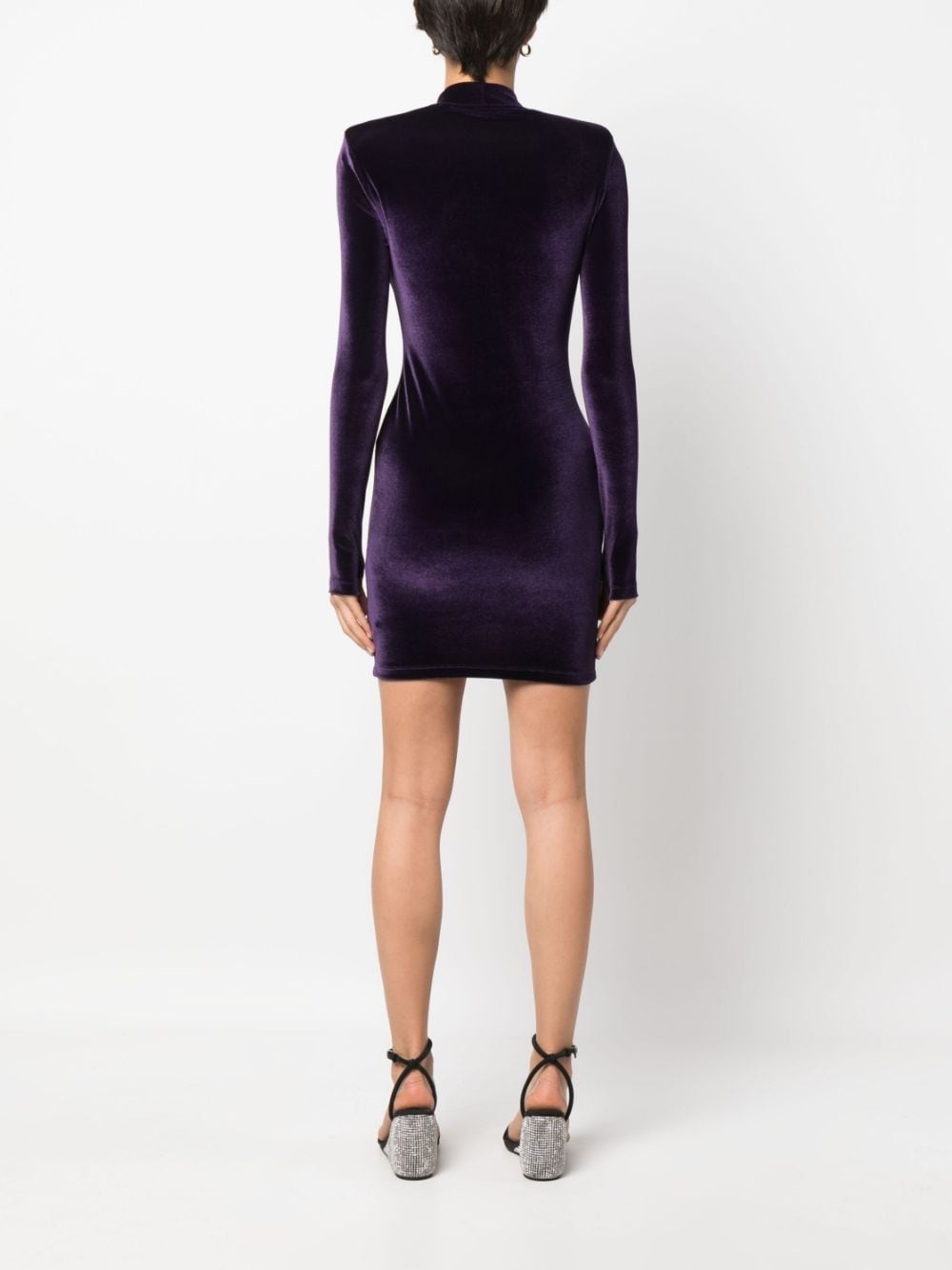 fitted velour mini dress - 4