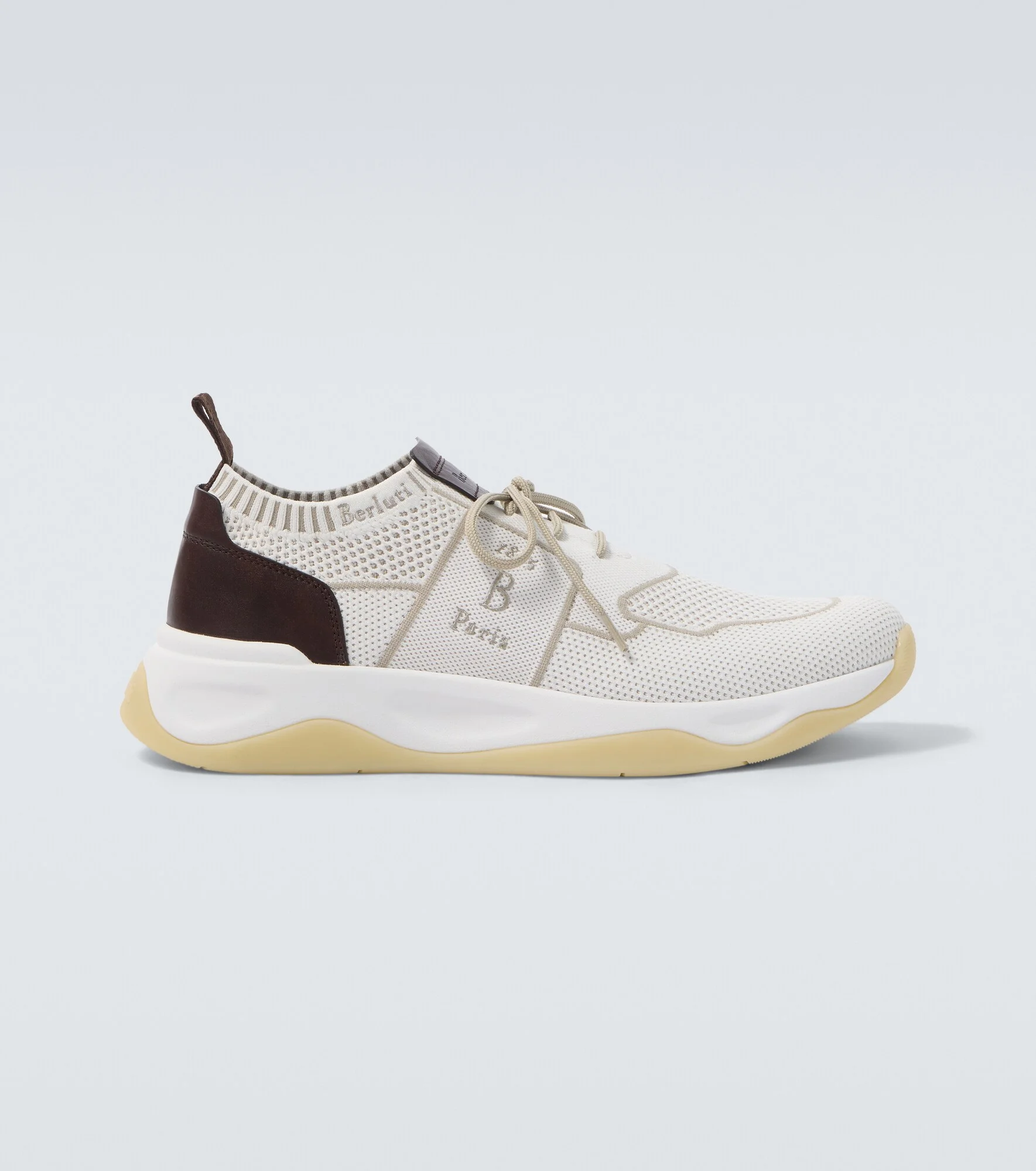 Shadow leather-trimmed knitted sneakers - 1