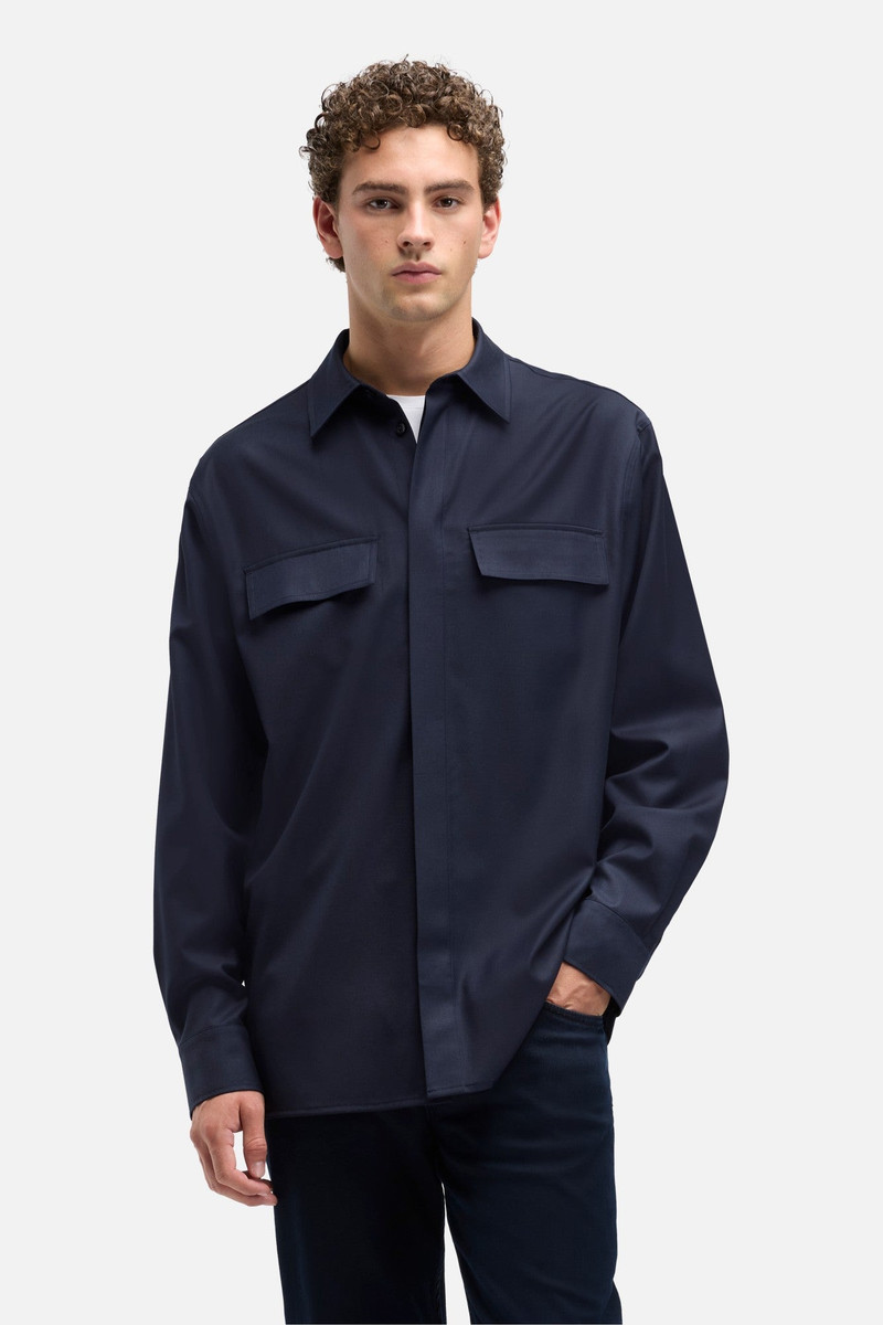 Fluid Overshirt In Navy 3