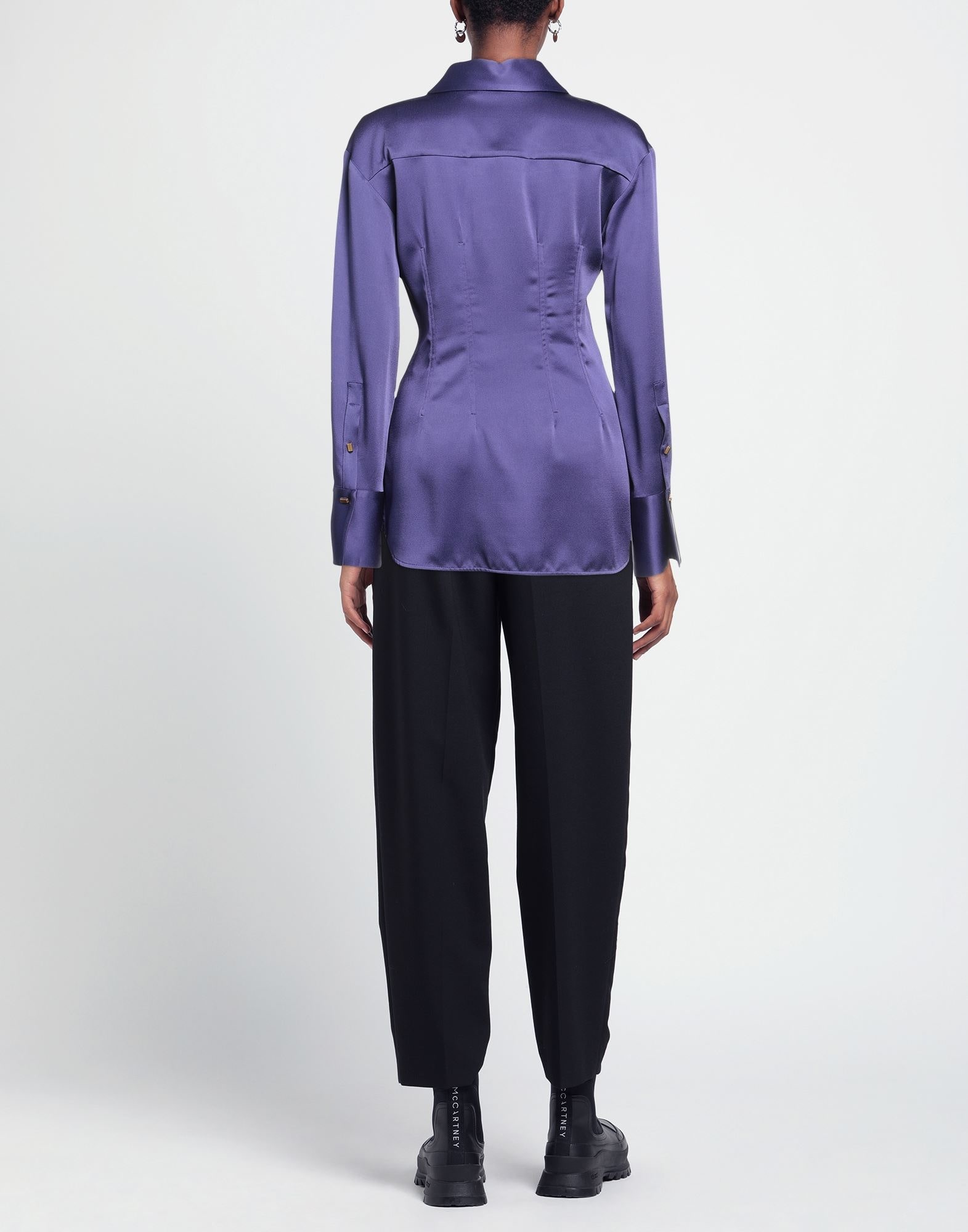 Purple Women's Solid Color Shirts & Blouses - 3