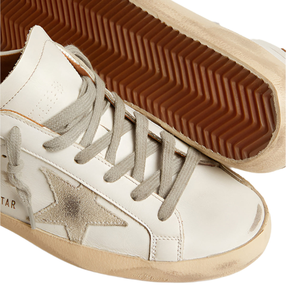 MEN’S SUPER STAR WITH SUEDE STAR SNEAKERS (WHITE/ICE/LIGHT BROWN) - 3