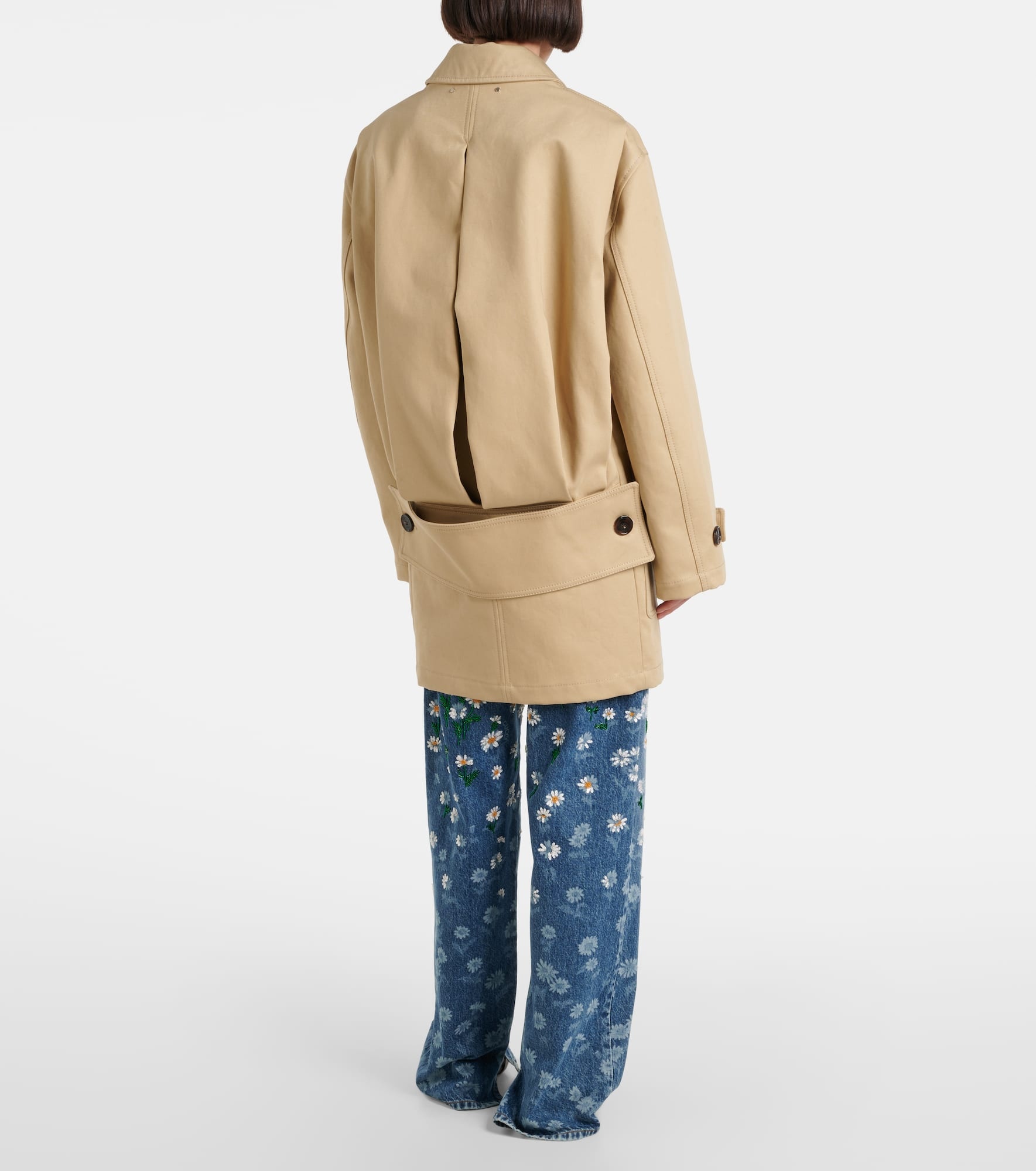 Logo cotton gabardine trench coat - 3