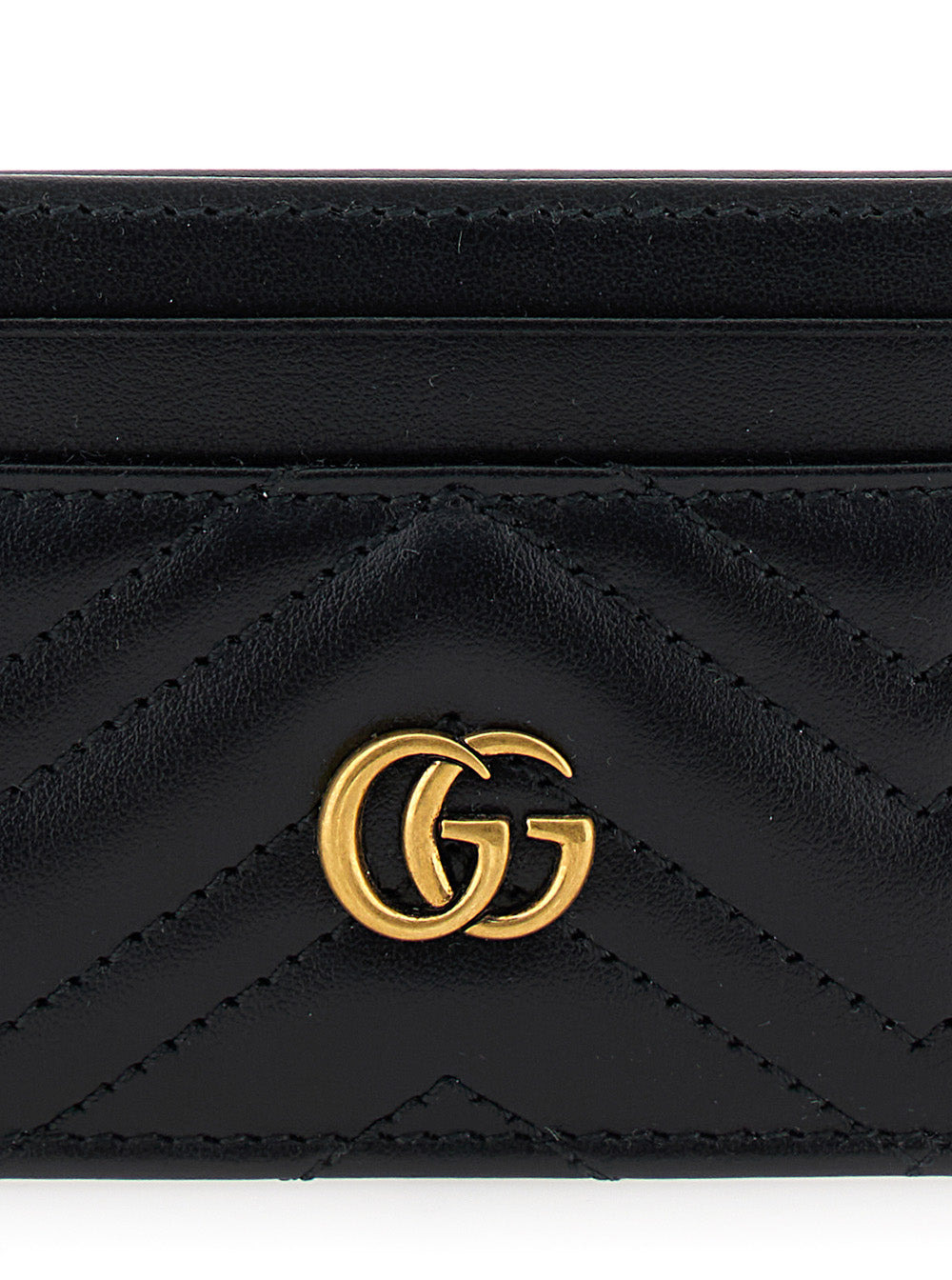 Gucci Women Black Card-Holder With Gg Logo In Matelassé Leather Woman - 5