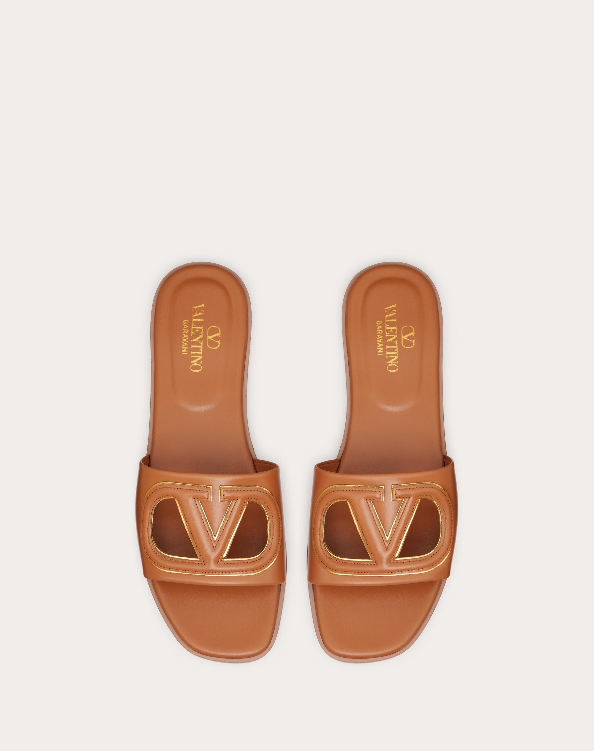 VLOGO CUT-OUT CALFSKIN SLIDE SANDAL - 4