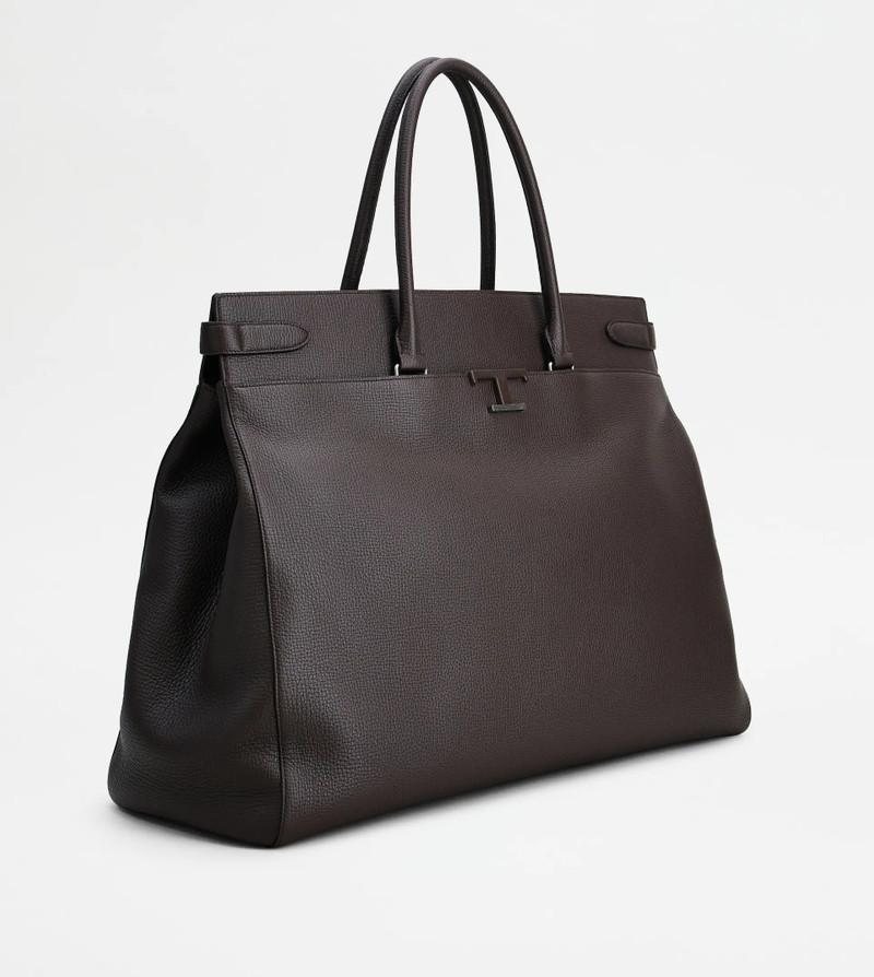 TIMELESS 48H TRAVEL BAG IN LEATHER LARGE - BROWN 3