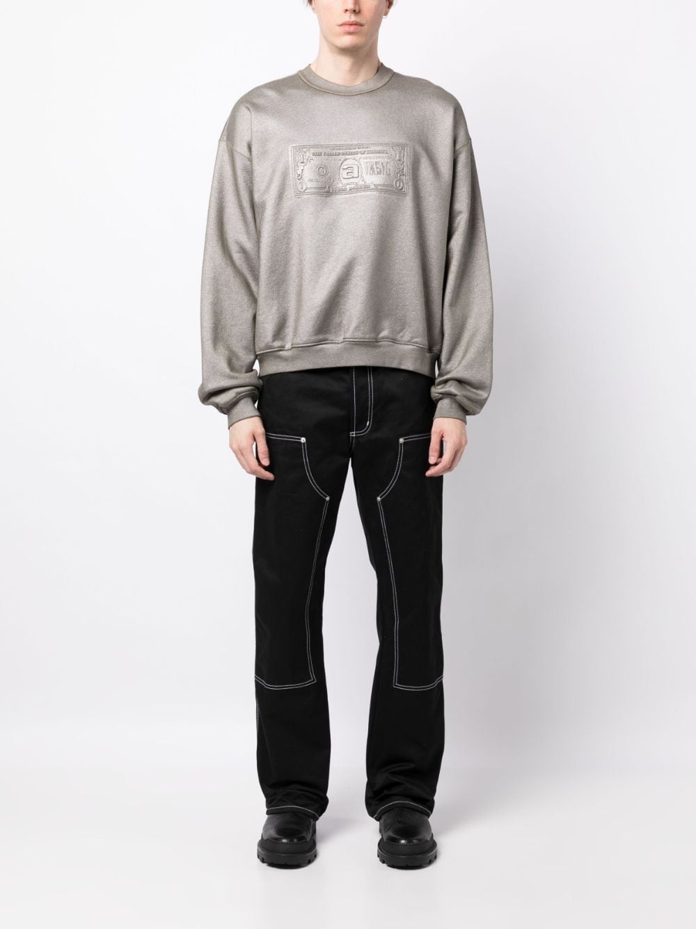 logo-embossed metallic-finish sweatshirt - 3