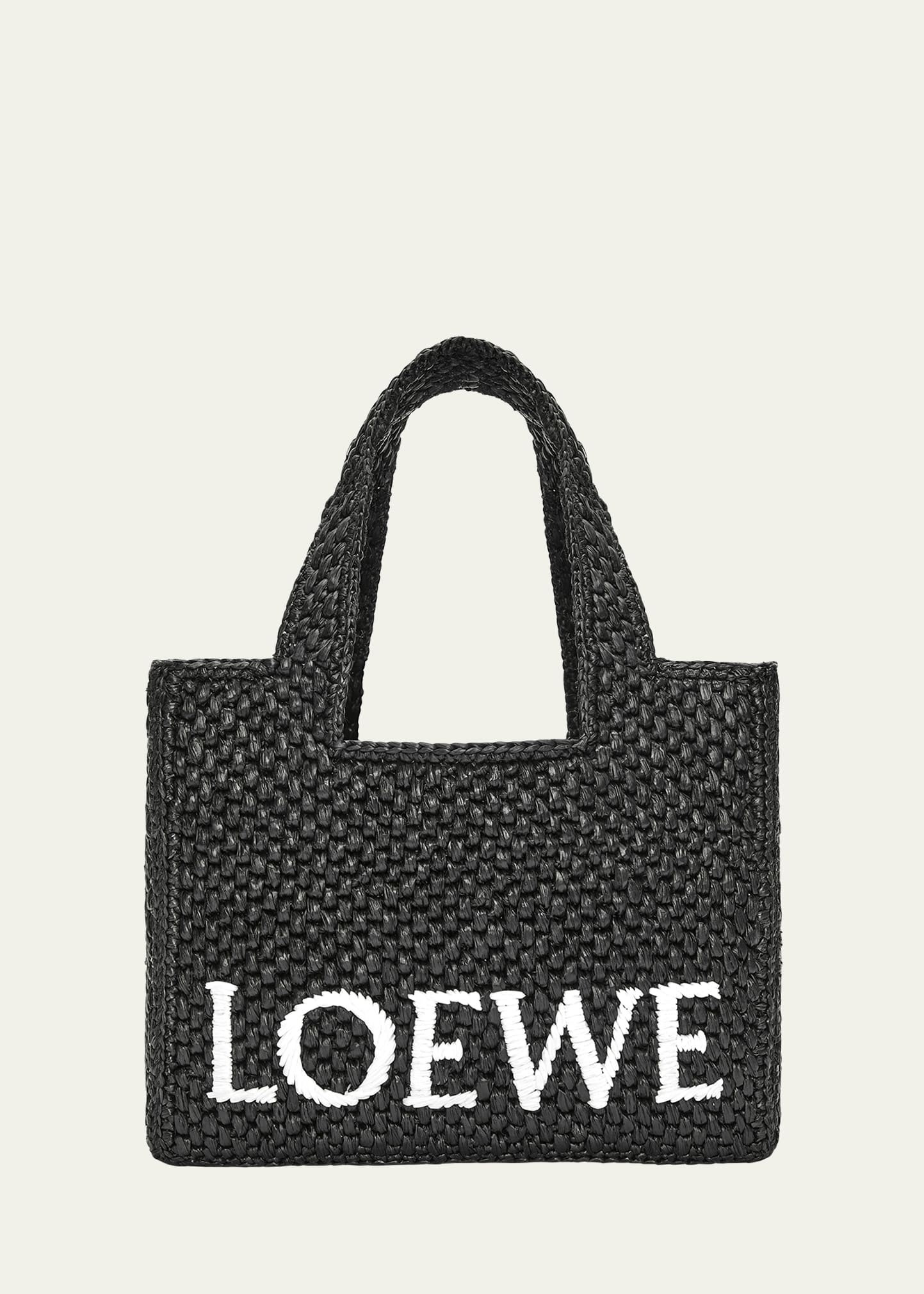 x Paula’s Ibiza Font Logo Small Tote Bag in Raffia - 1