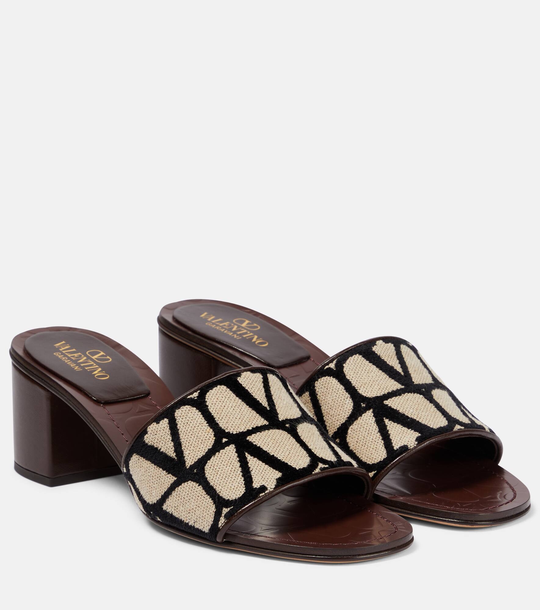 Toile Iconographe leather-trimmed mules - 1