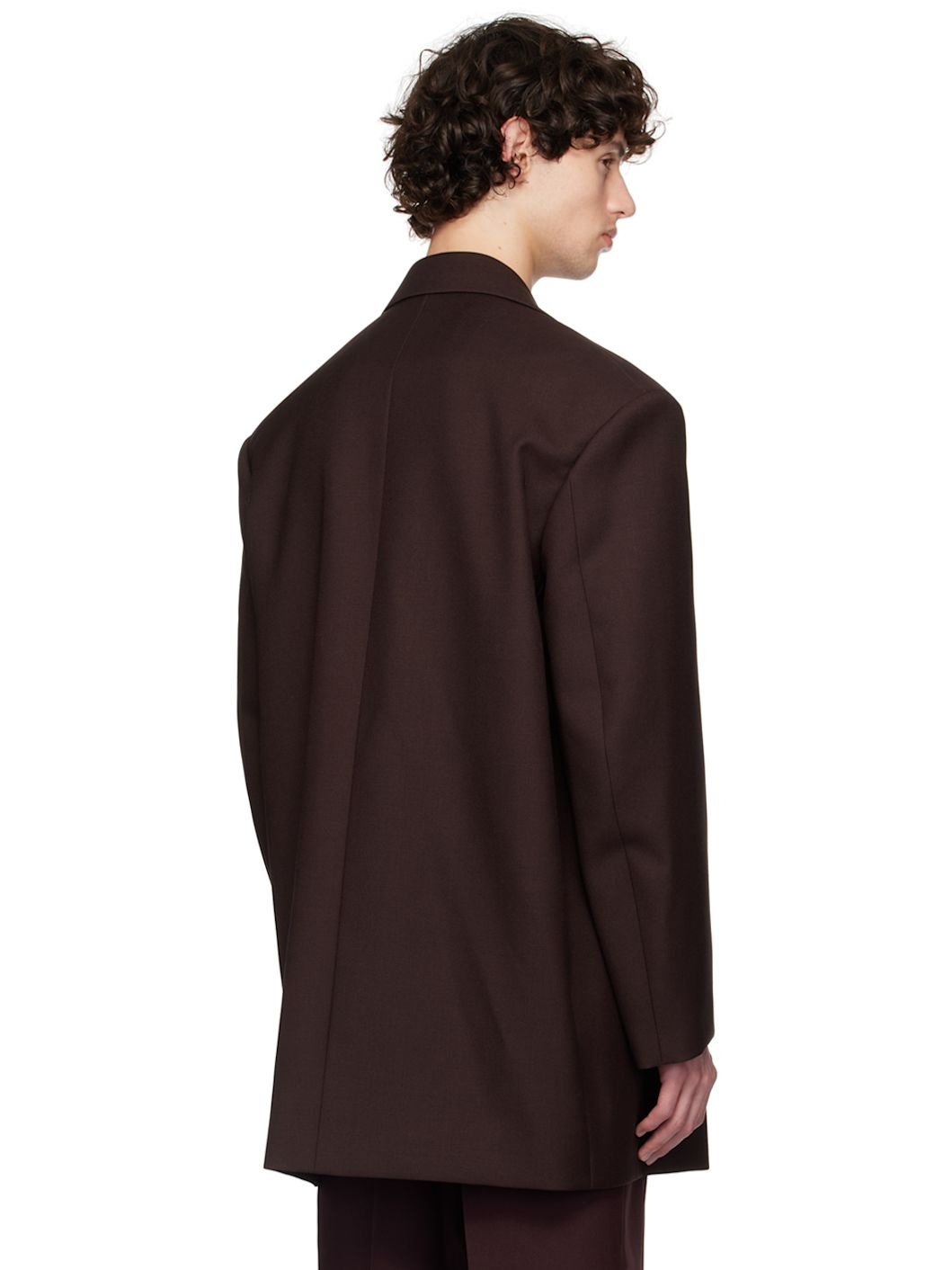 Burgundy Single-Breasted Blazer - 3