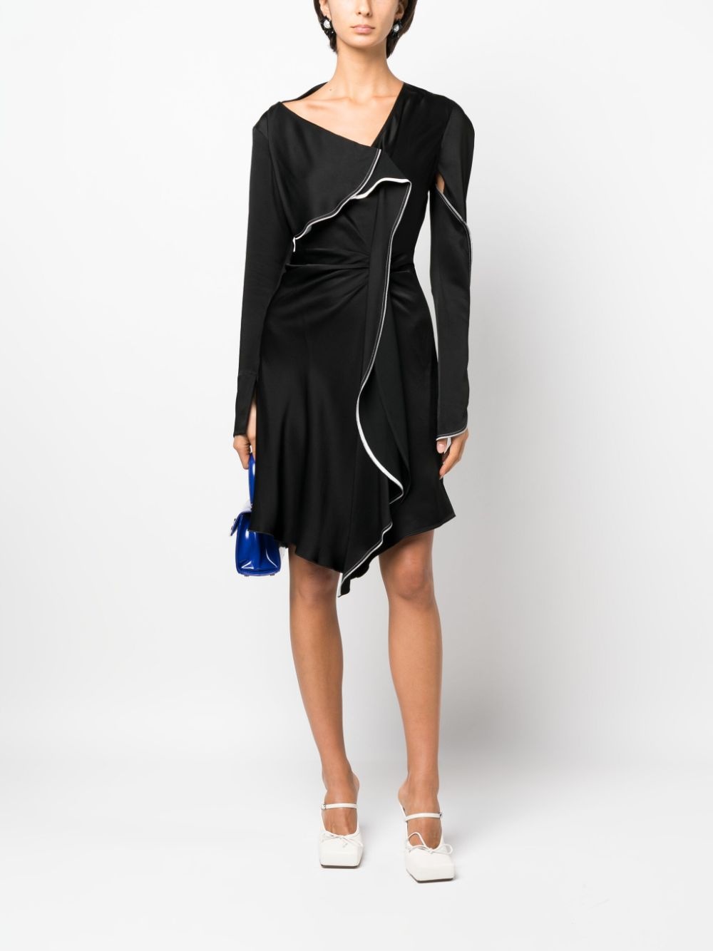 asymmetric draped midi dress - 2