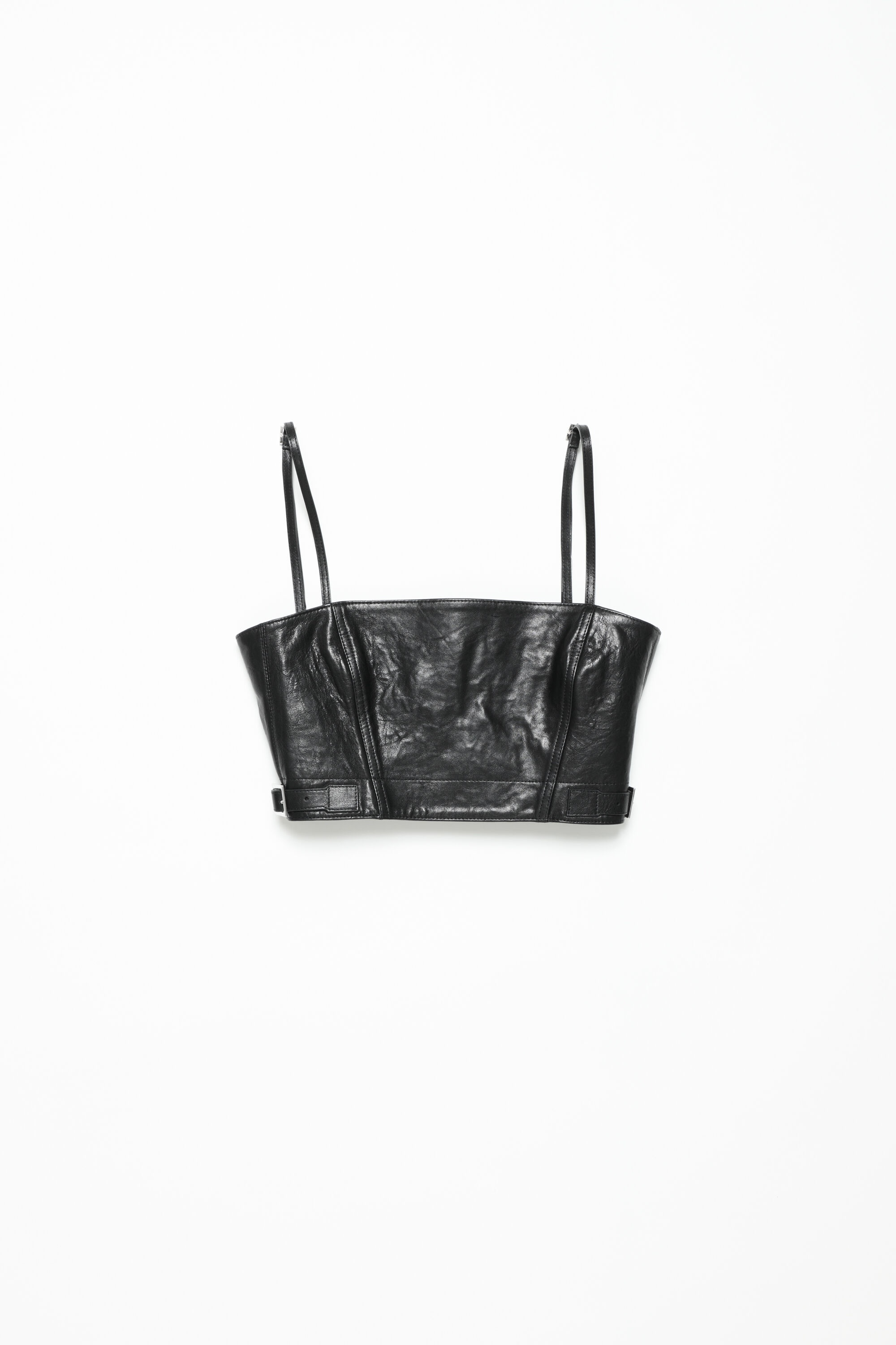 Leather bustier top - Black - 6