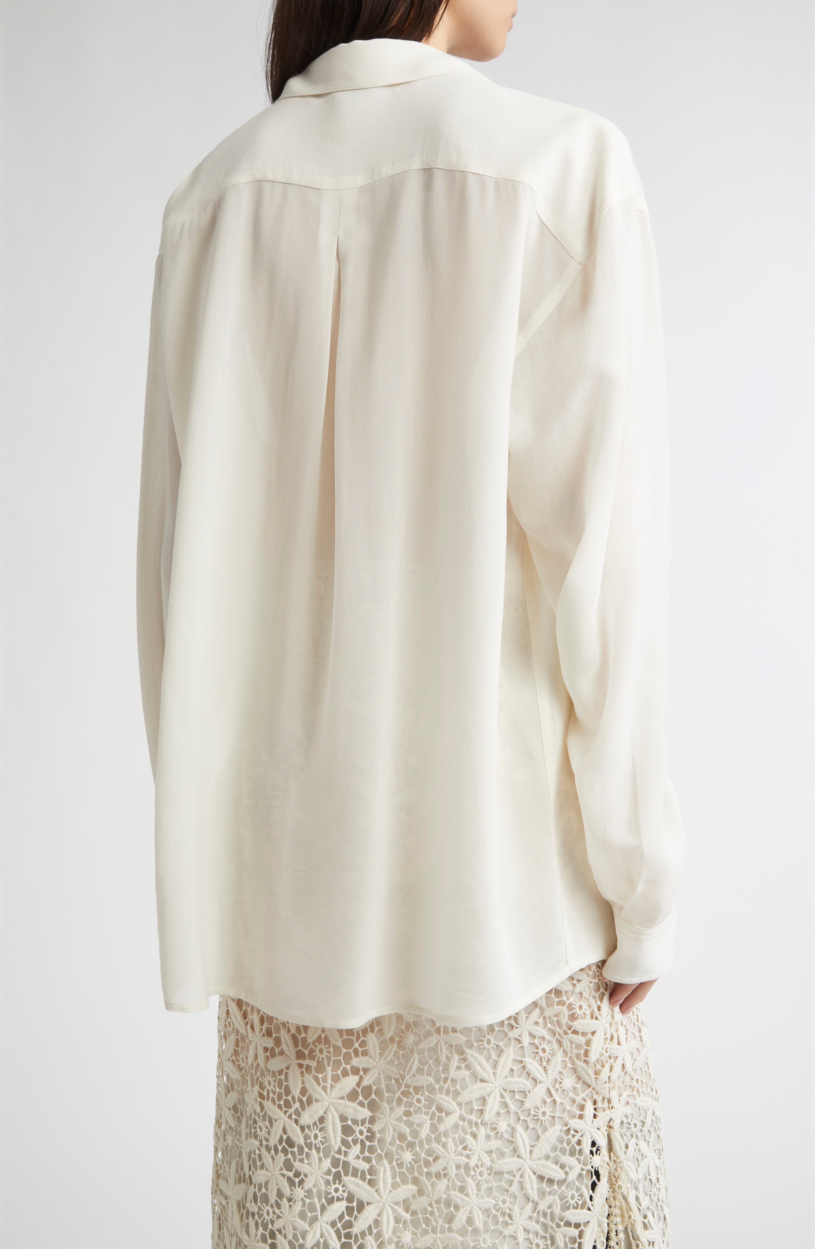 TOTEME Classic Crepe Button-Up Shirt in Milk at Nordstrom - 3