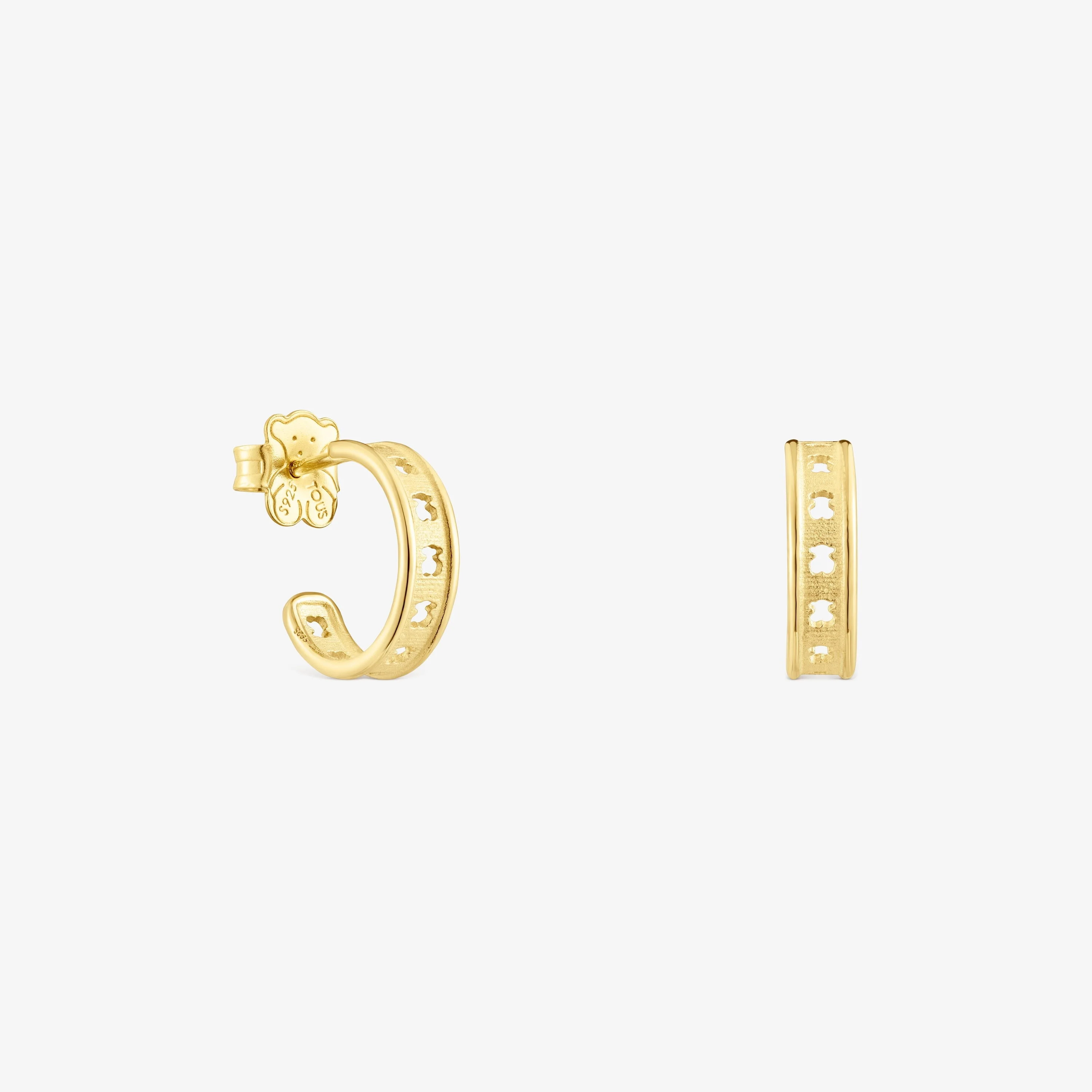 Small silver vermeil TOUS Bear Row hoop earrings with silhouette - 1