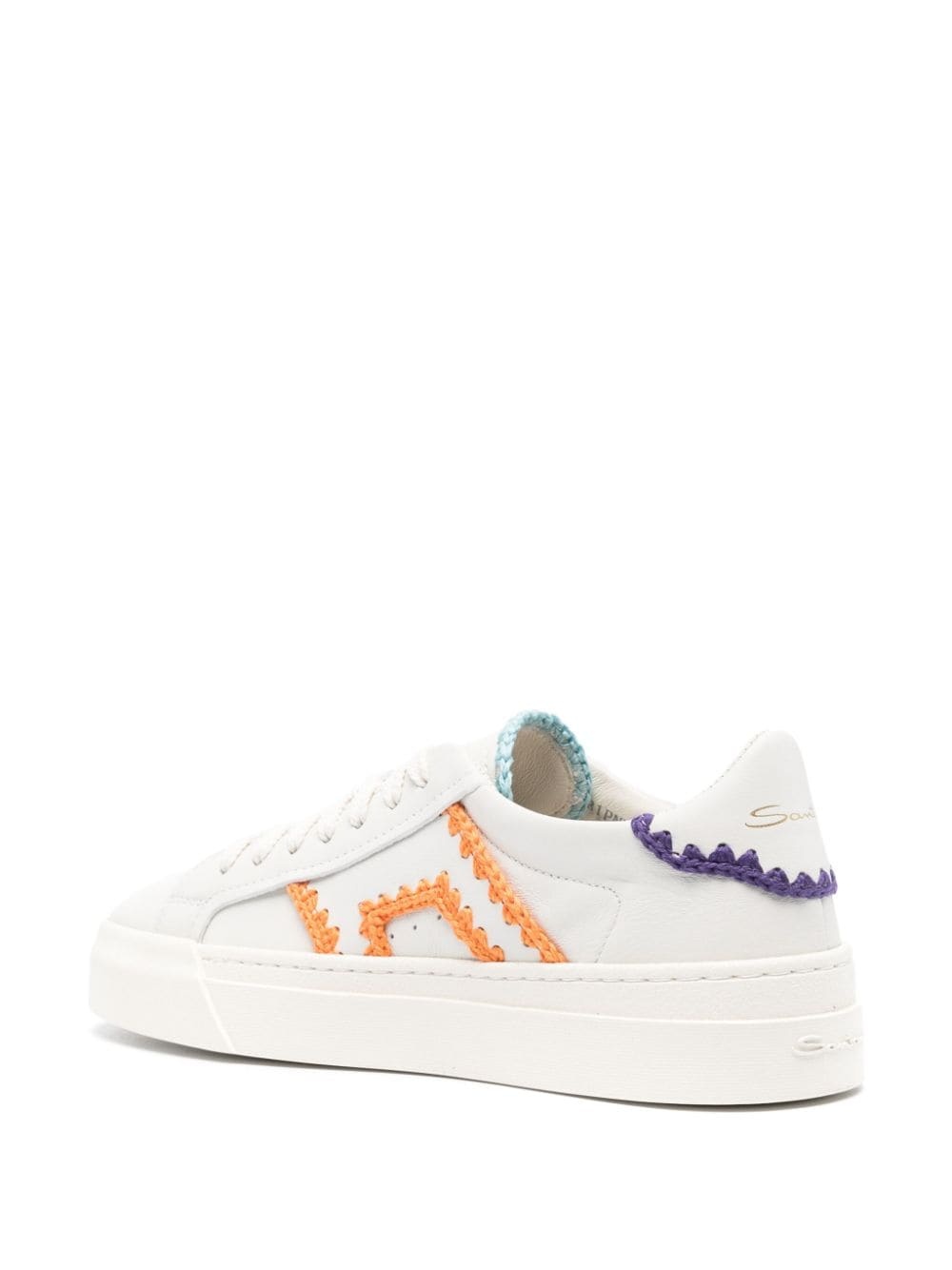 contrast-trim leather sneakers - 3