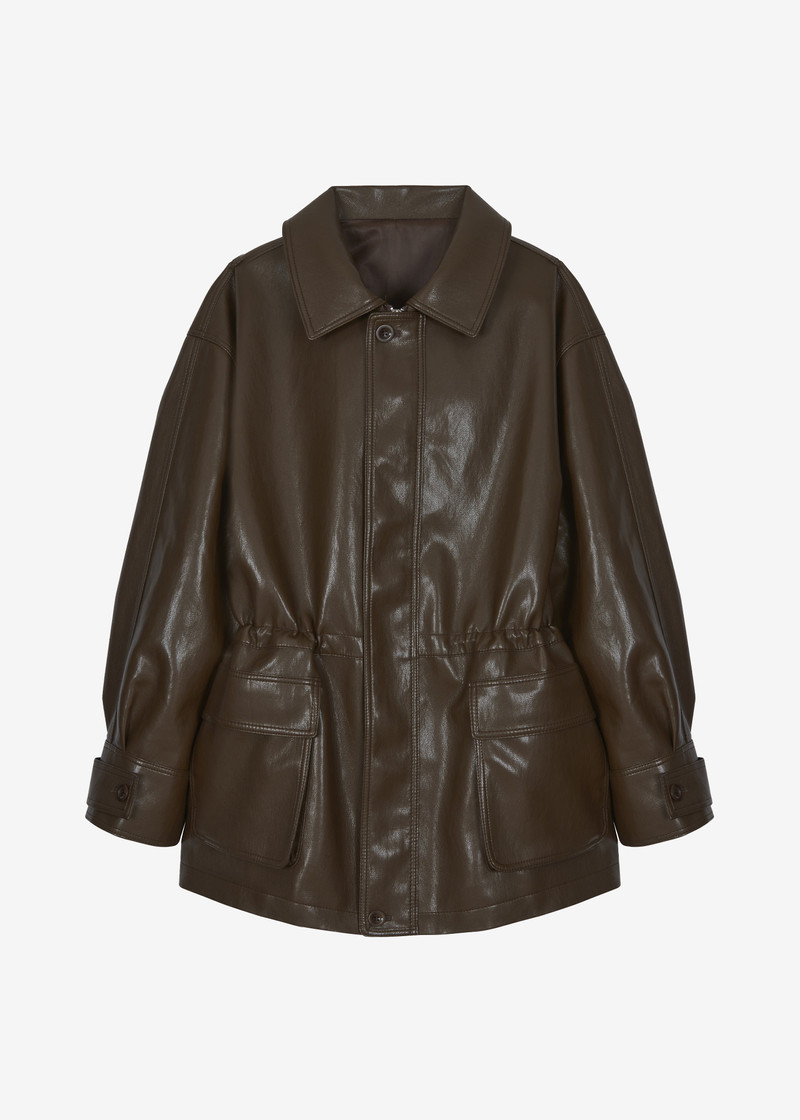 Cassel Faux Leather Jacket - Brown 1