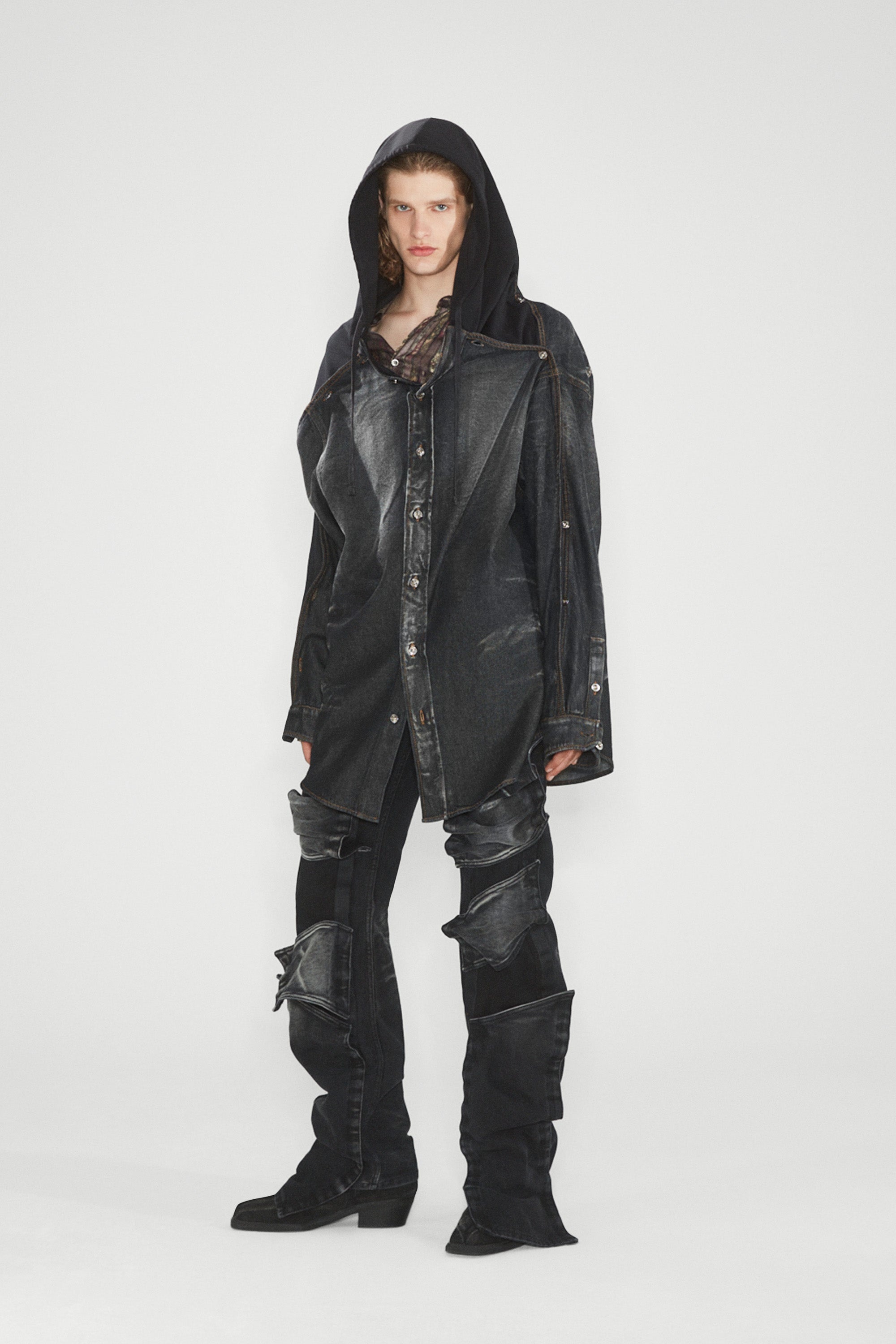 Insert Hood Denim Shirt - 3