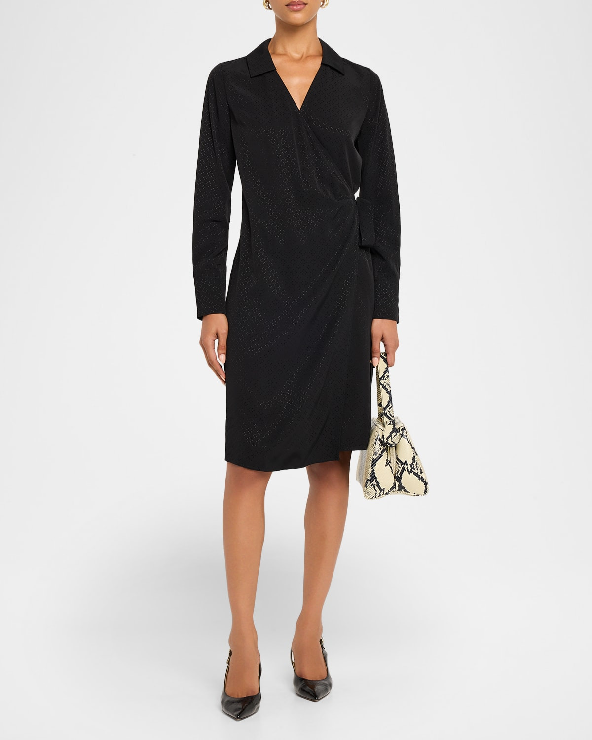 Diamond Jacquard Wrap Shirtdress - 2