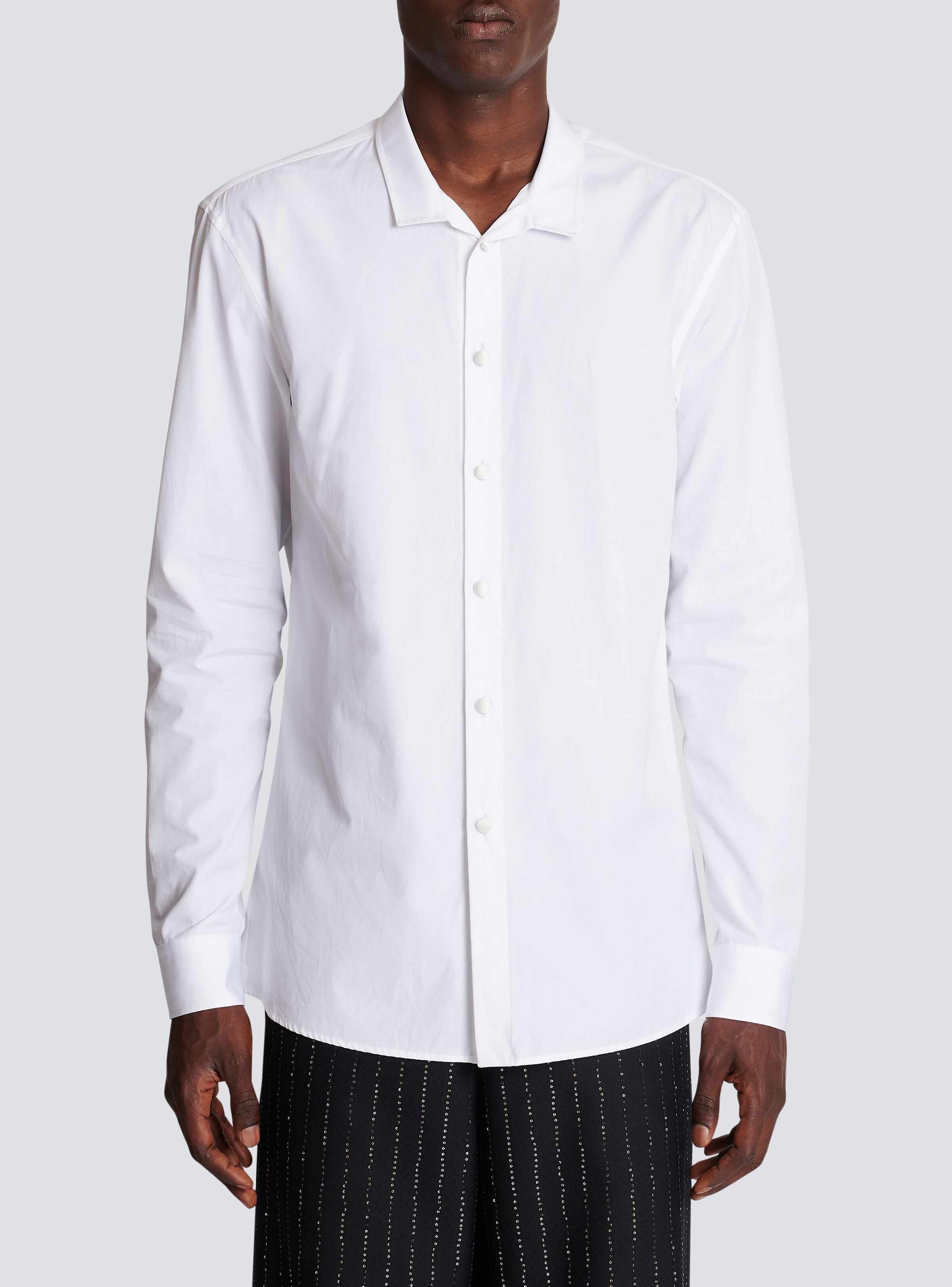 Cotton shirt with satin-covered buttons - 5