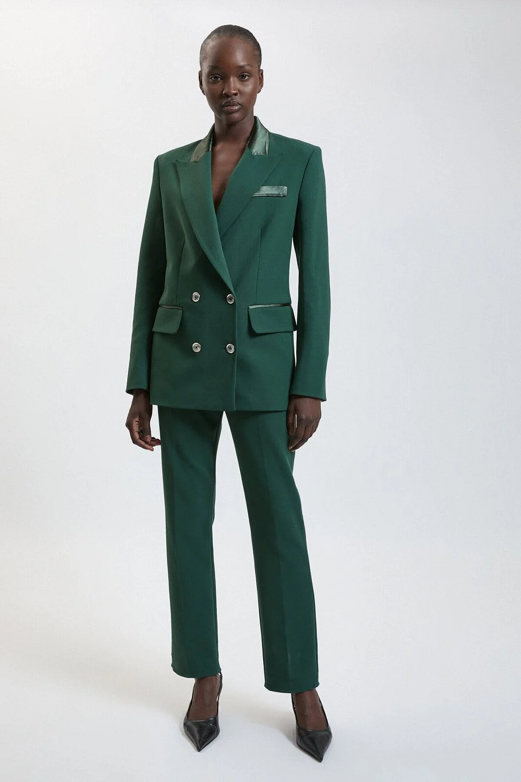Compact Stretch & Satin Mix Tux Kickflare Trouser - 1