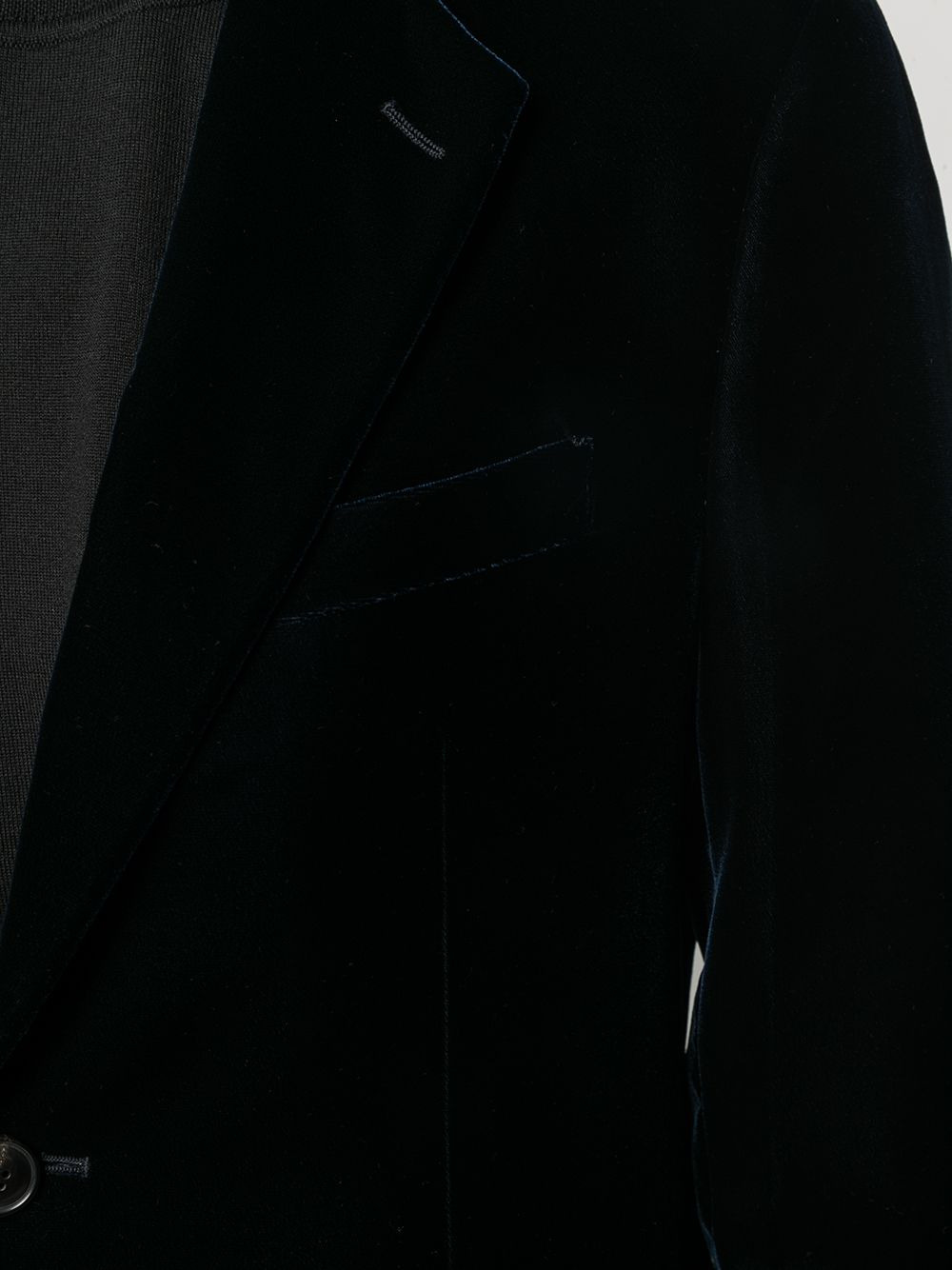 velvet single-breasted blazer - 5