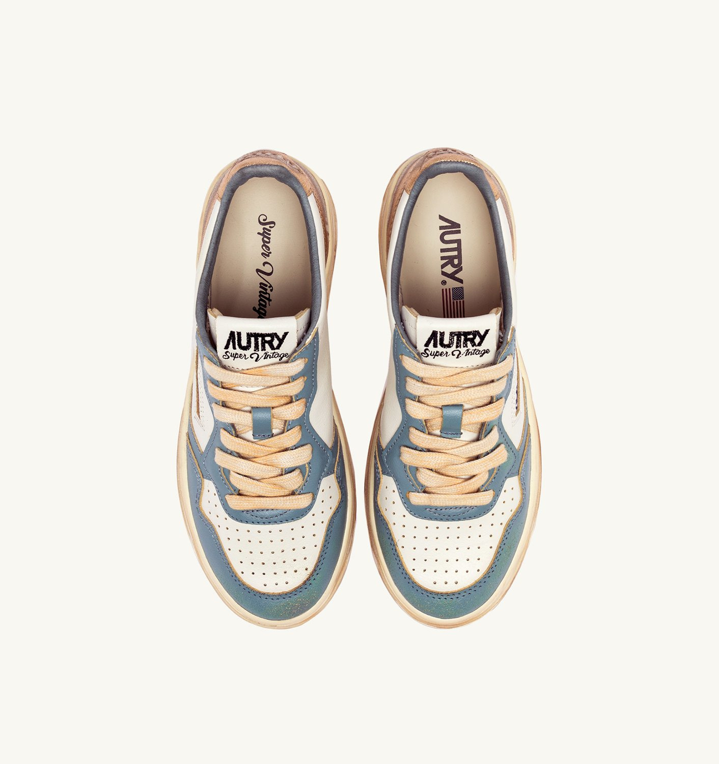 MEDALIST LOW SUPER VINTAGE SNEAKERS IN WHITE SILVER-BLUE AND PLATINUM - 5