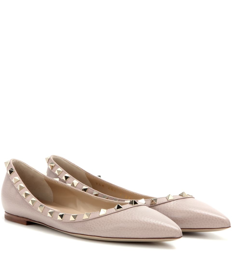 Rockstud leather ballet flats - 1