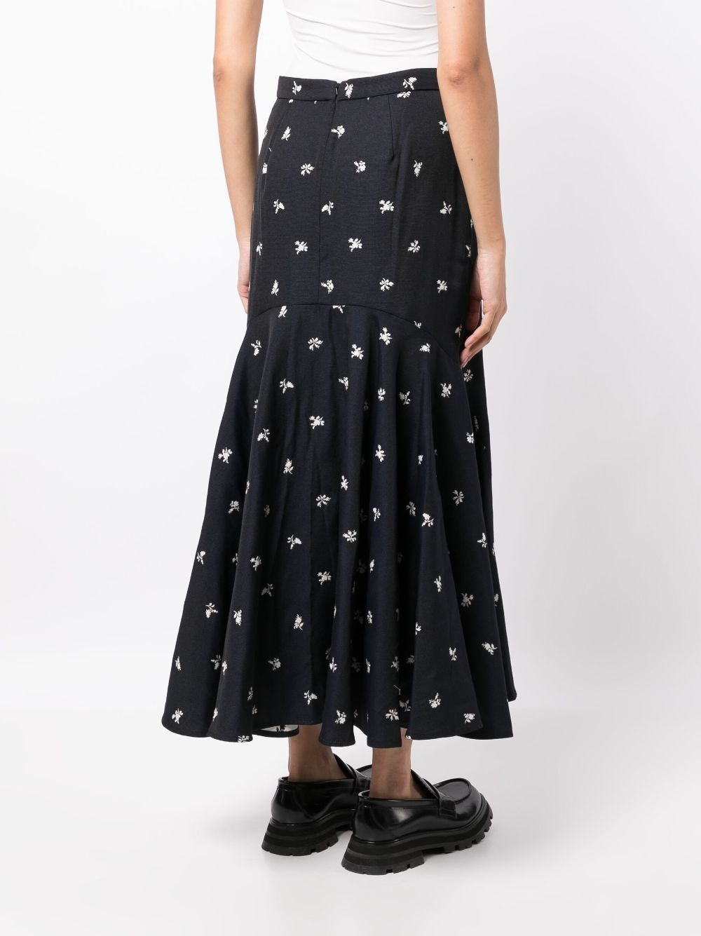 panelled bouquet-print midi skirt - 4